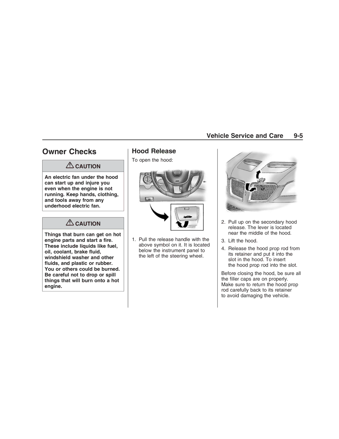 Pontiac G8 manual Owner Checks, Hood Release 