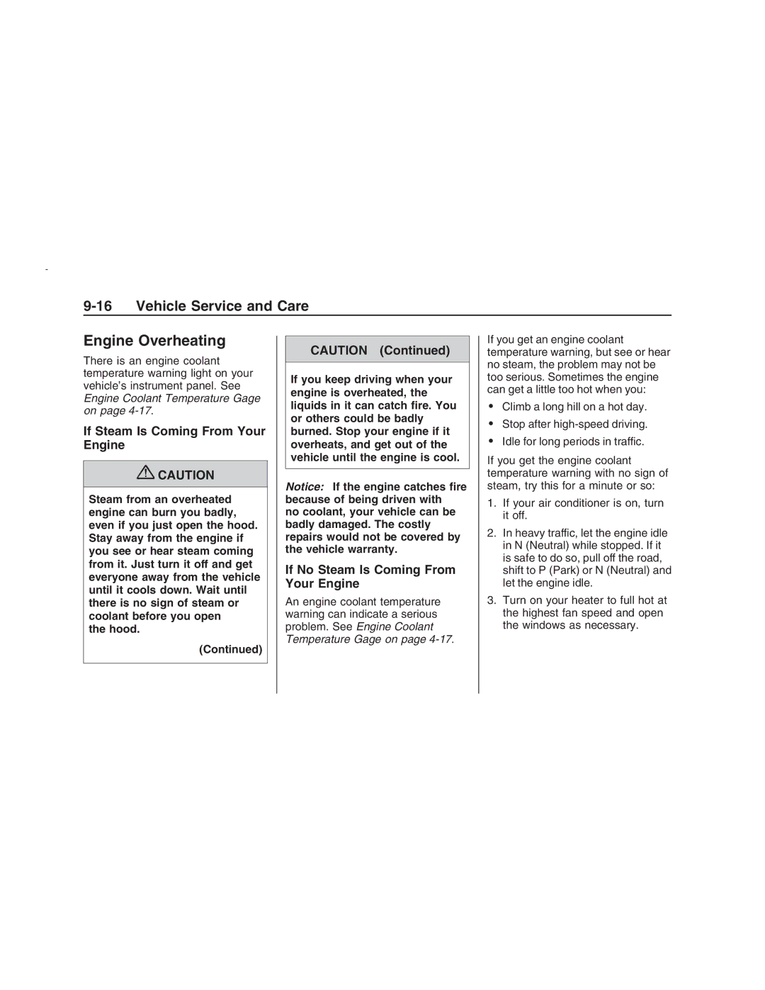 Pontiac G8 manual Engine Overheating, If Steam Is Coming From Your Engine, If No Steam Is Coming From Your Engine 