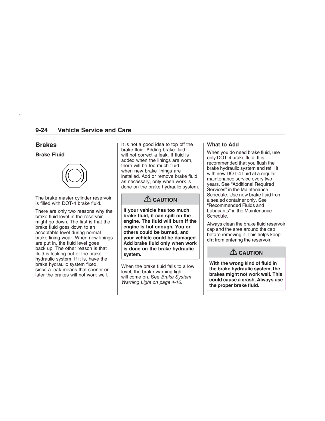 Pontiac G8 manual Brakes, Brake Fluid, What to Add 