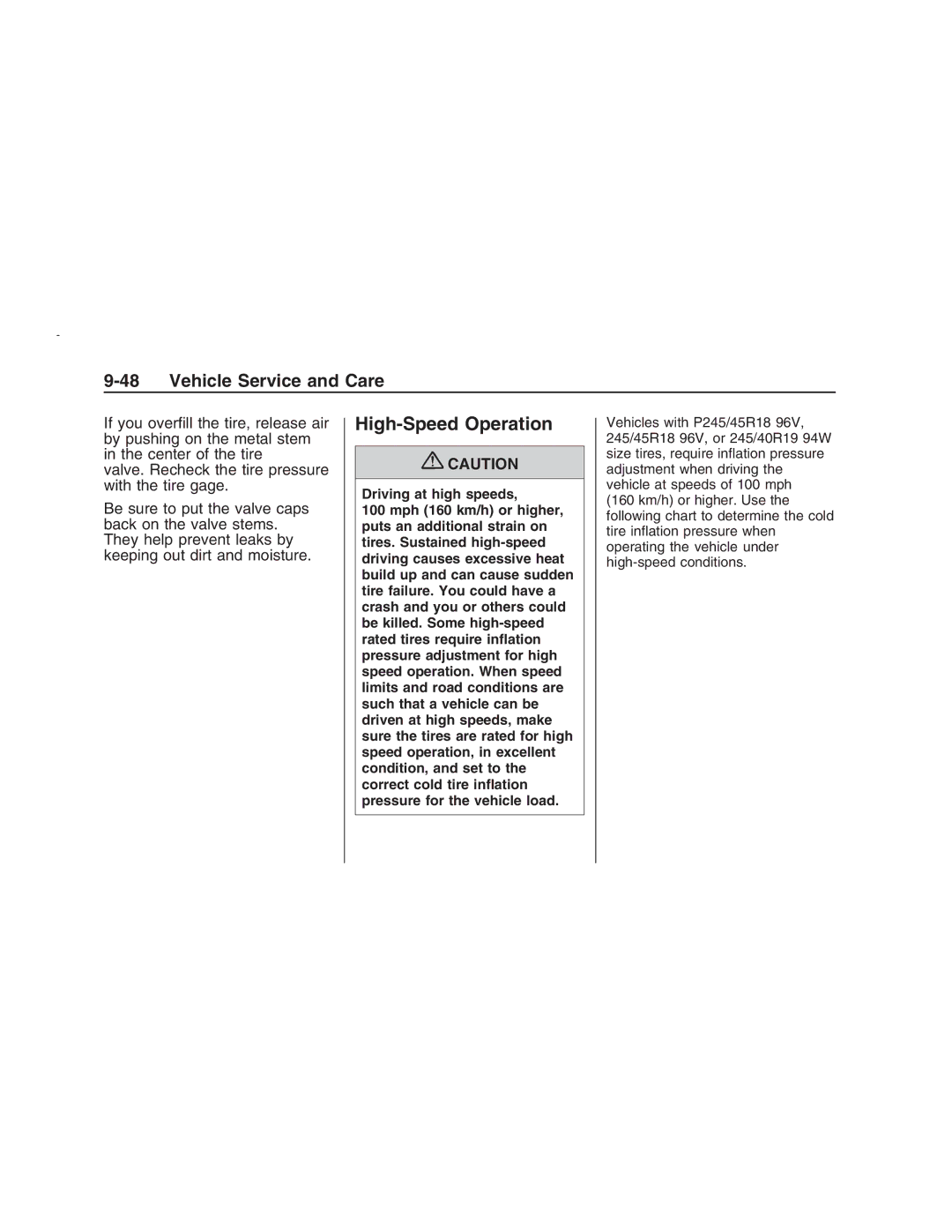 Pontiac G8 manual High-Speed Operation 