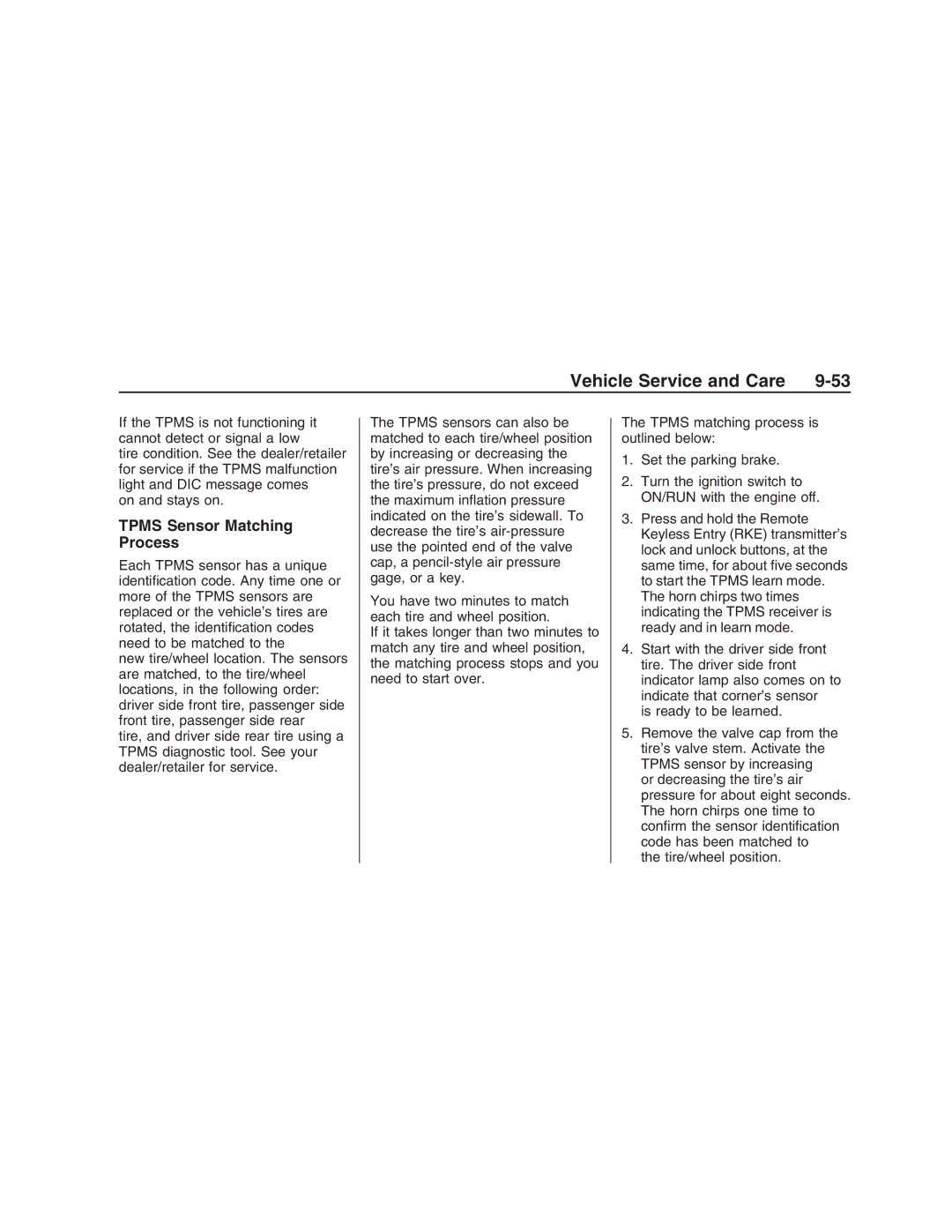 Pontiac G8 manual Tpms Sensor Matching Process 