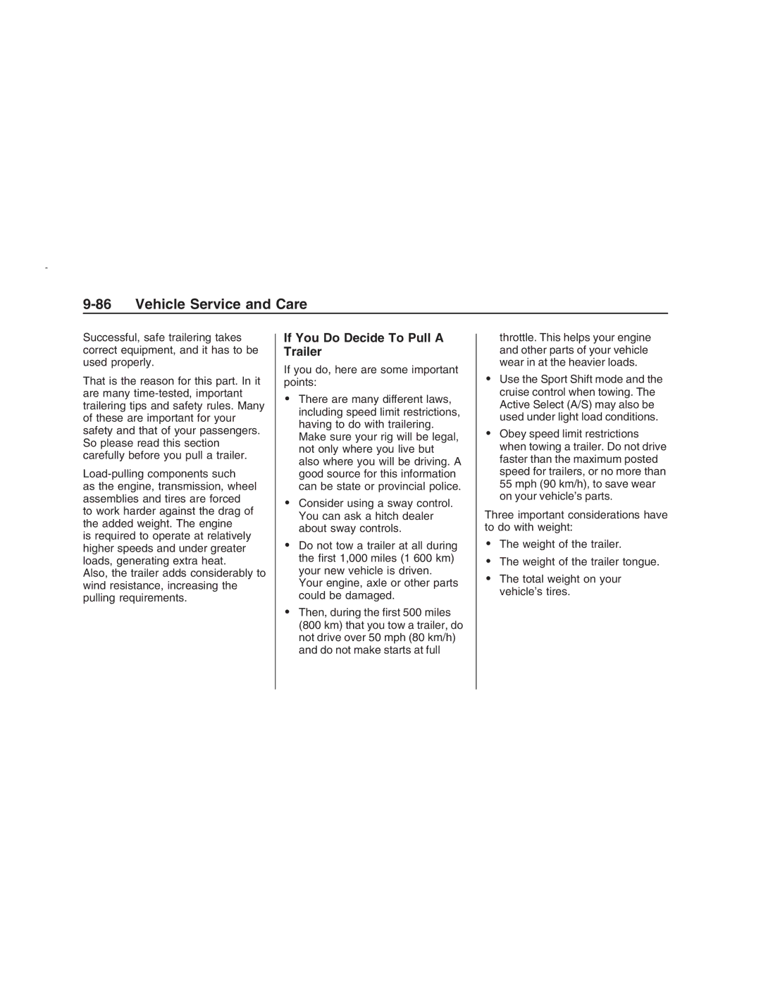 Pontiac G8 manual If You Do Decide To Pull a Trailer, If you do, here are some important points 