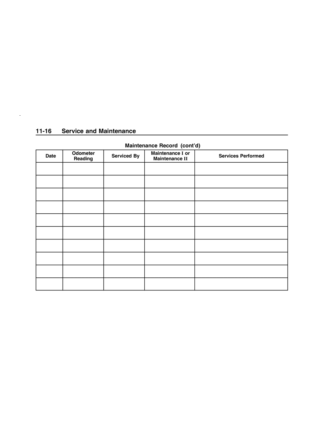 Pontiac G8 manual Maintenance Record cont’d 