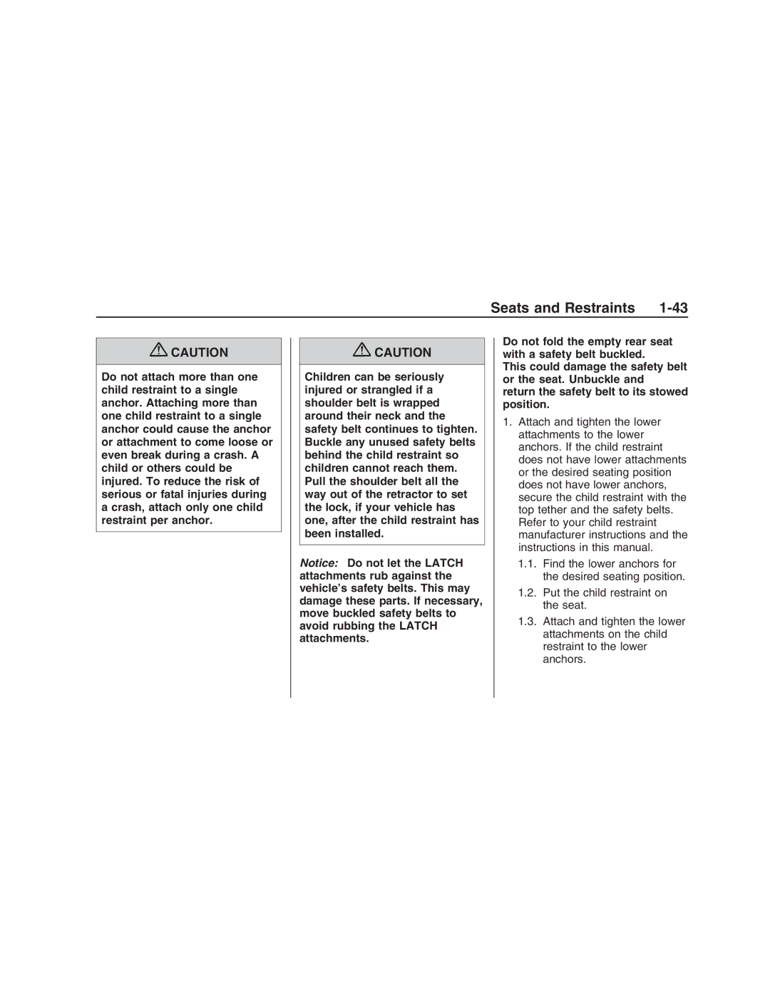 Pontiac G8 manual Find the lower anchors for the desired seating position 