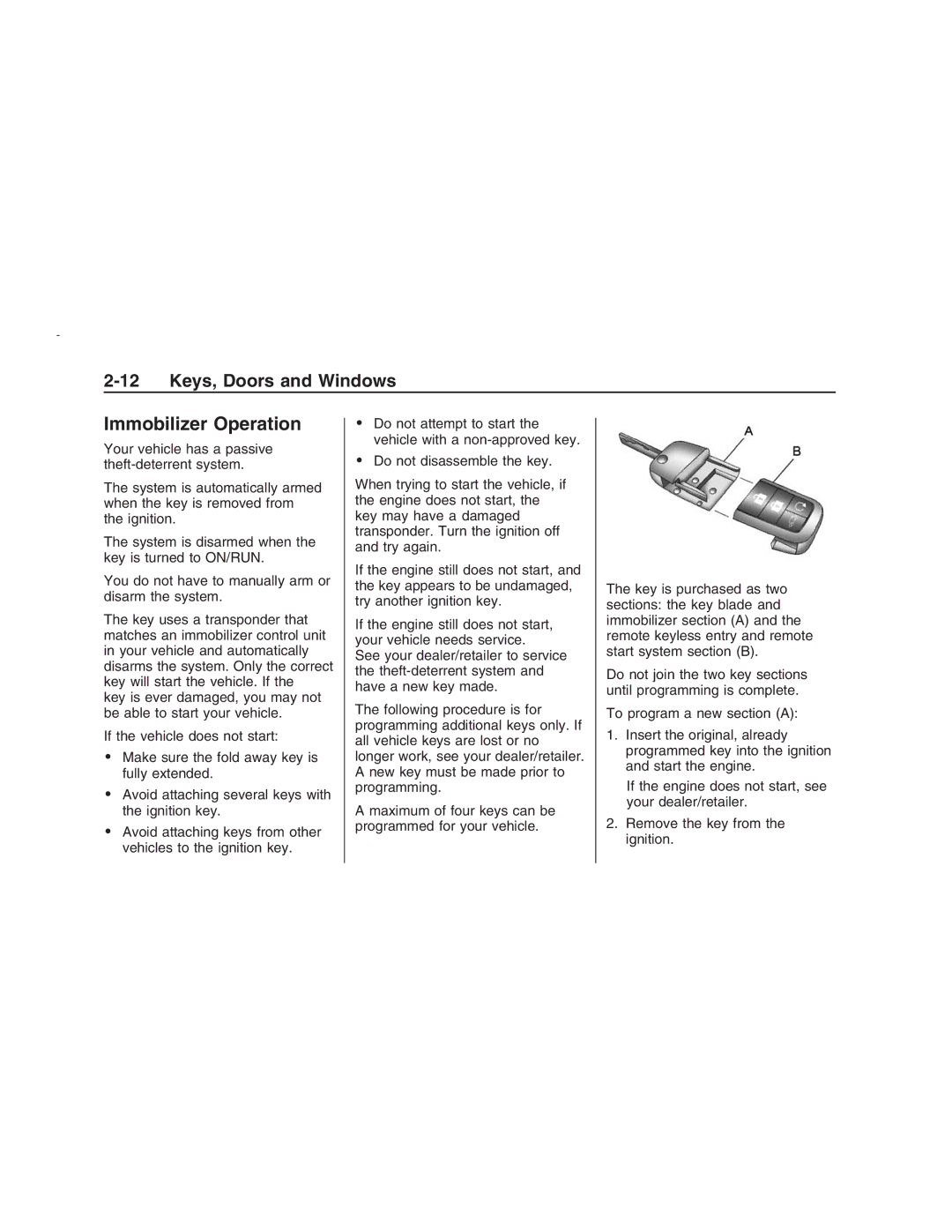 Pontiac G8 manual Immobilizer Operation 