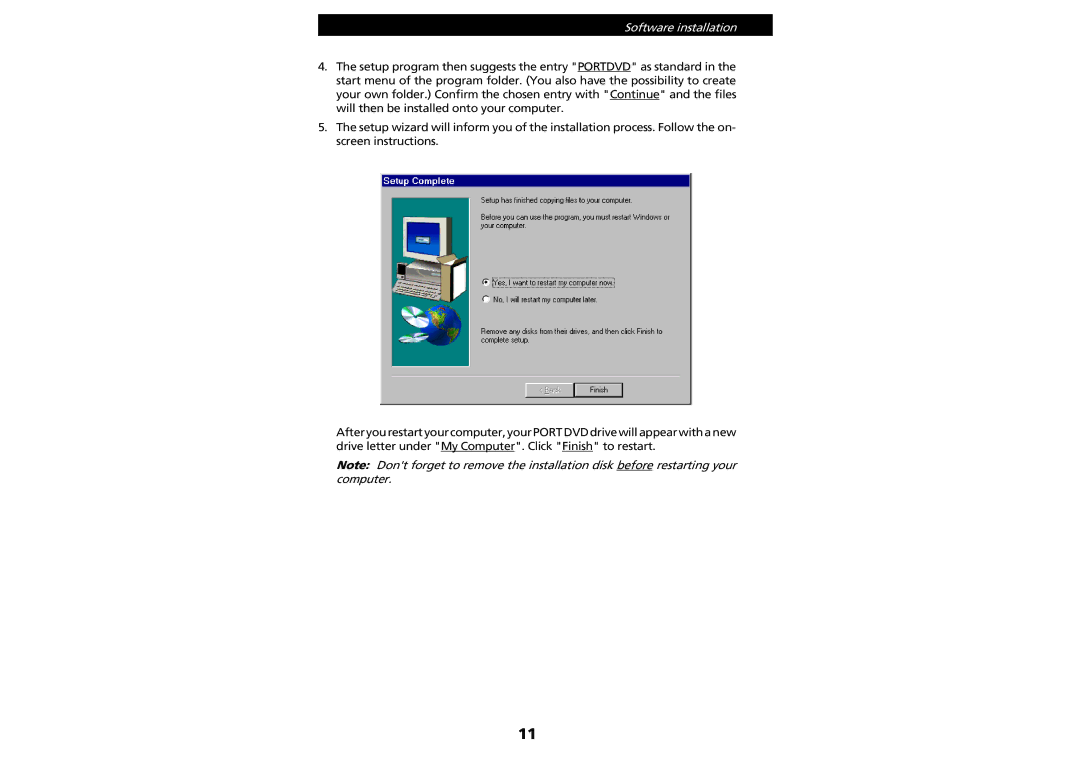 PORT Noteworthy Slim Line CD/DVD manual Software installation 