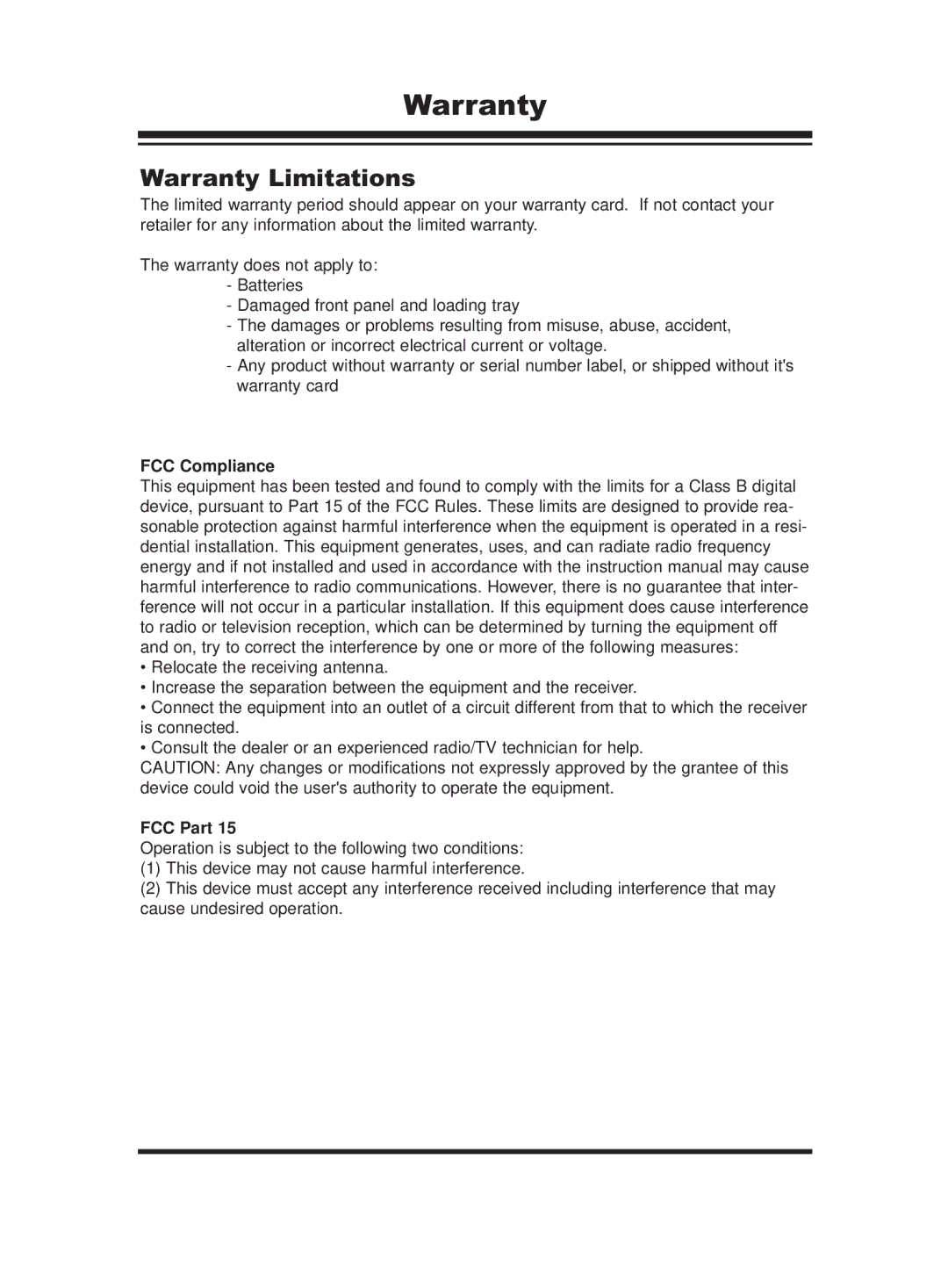 PORT ST24XCDR user manual Warranty Limitations 