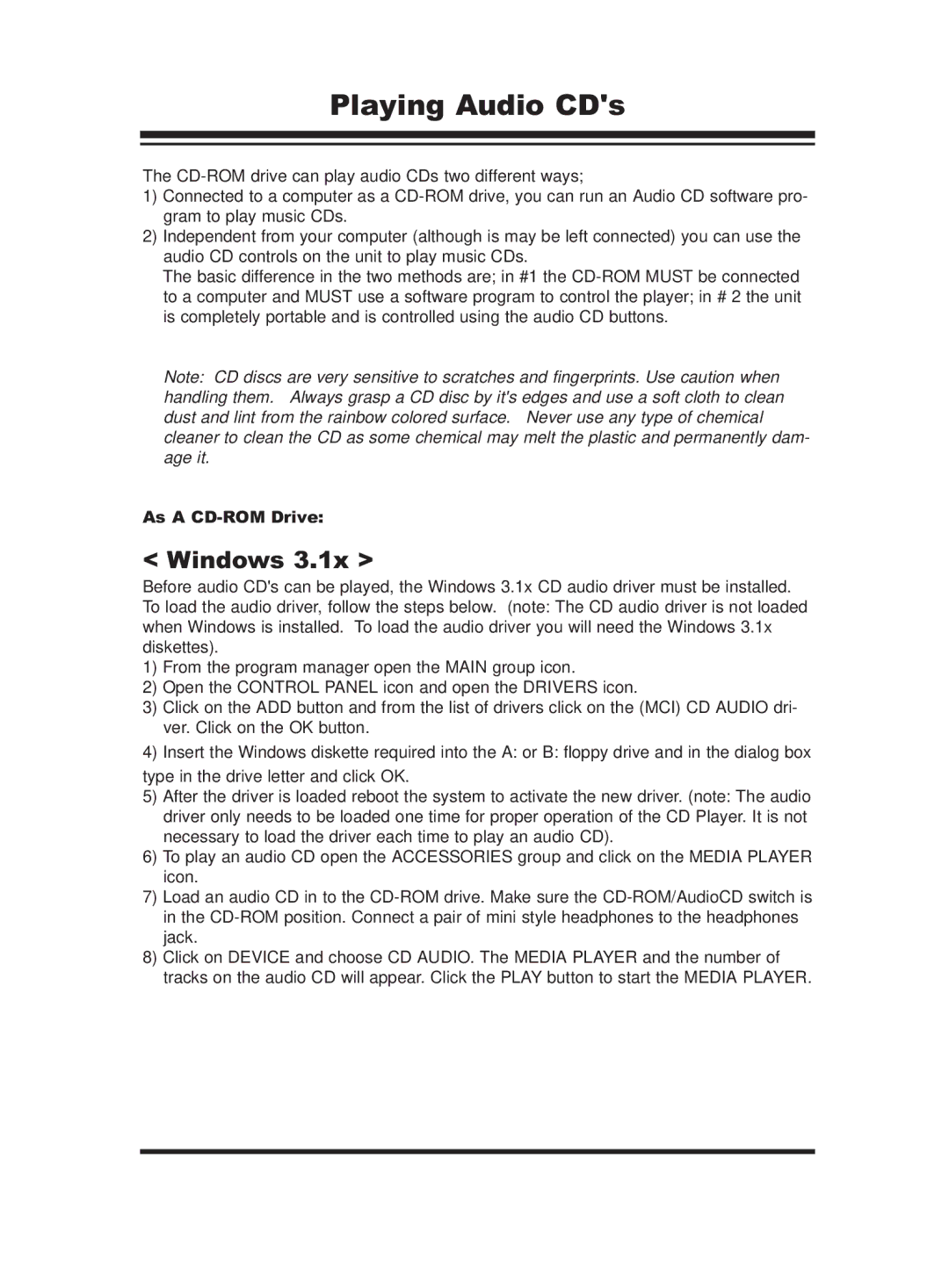 PORT ST24XCDR user manual Playing Audio CDs, Windows 