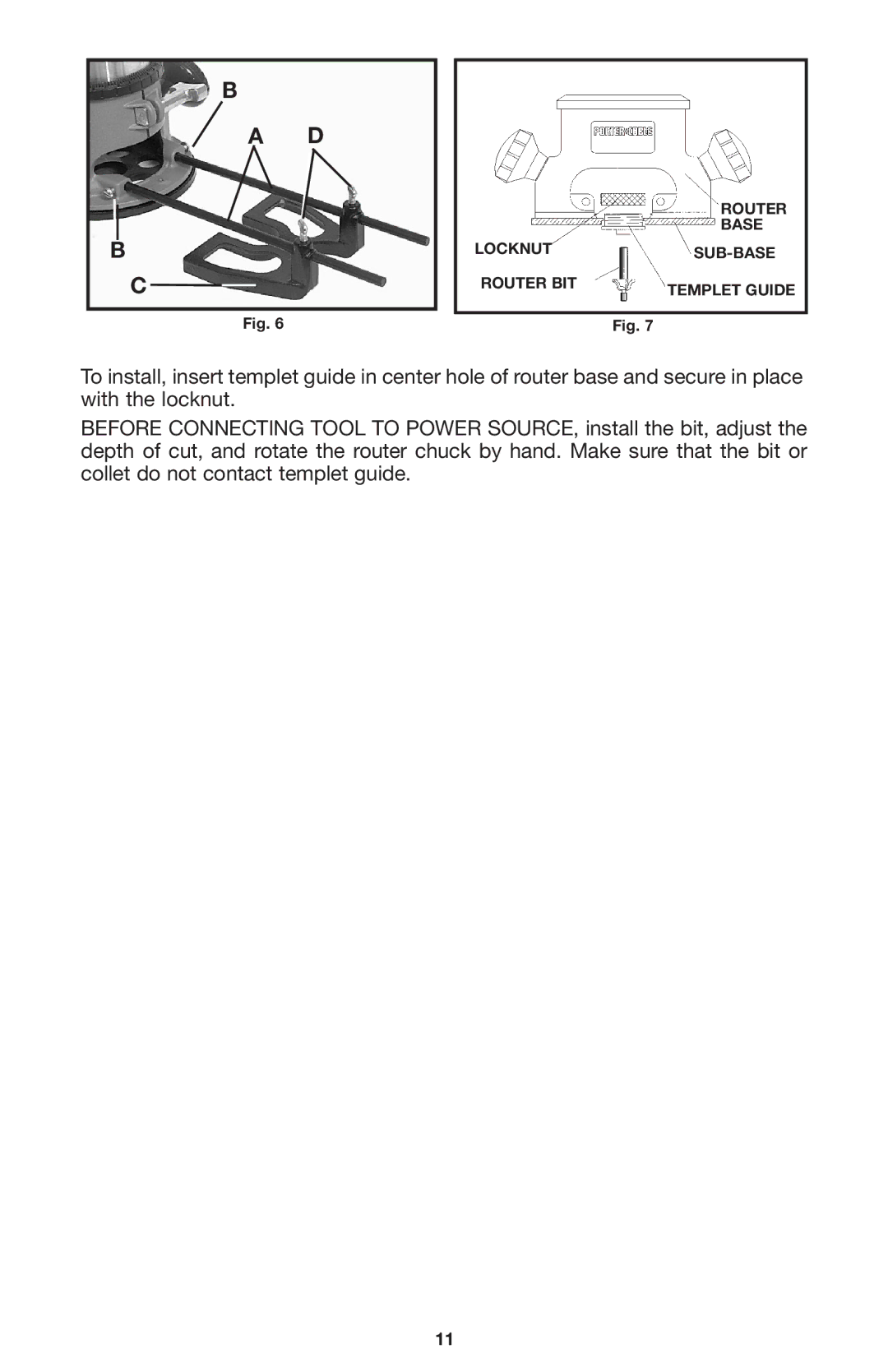 Porter-Cable 100 instruction manual Router Base Locknut SUB-BASE Router BIT Templet Guide 