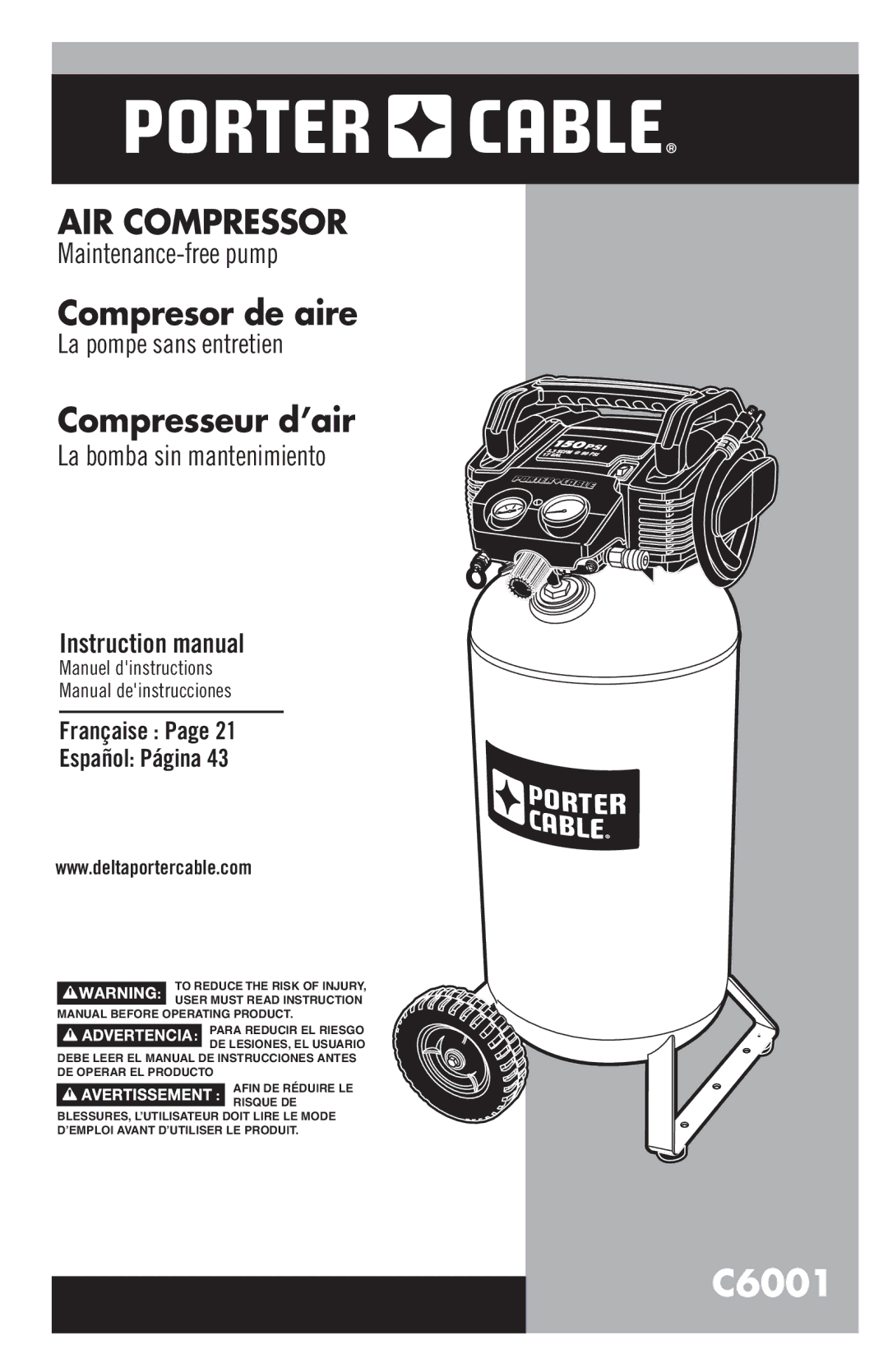 Porter-Cable 1000002853 instruction manual C6001 