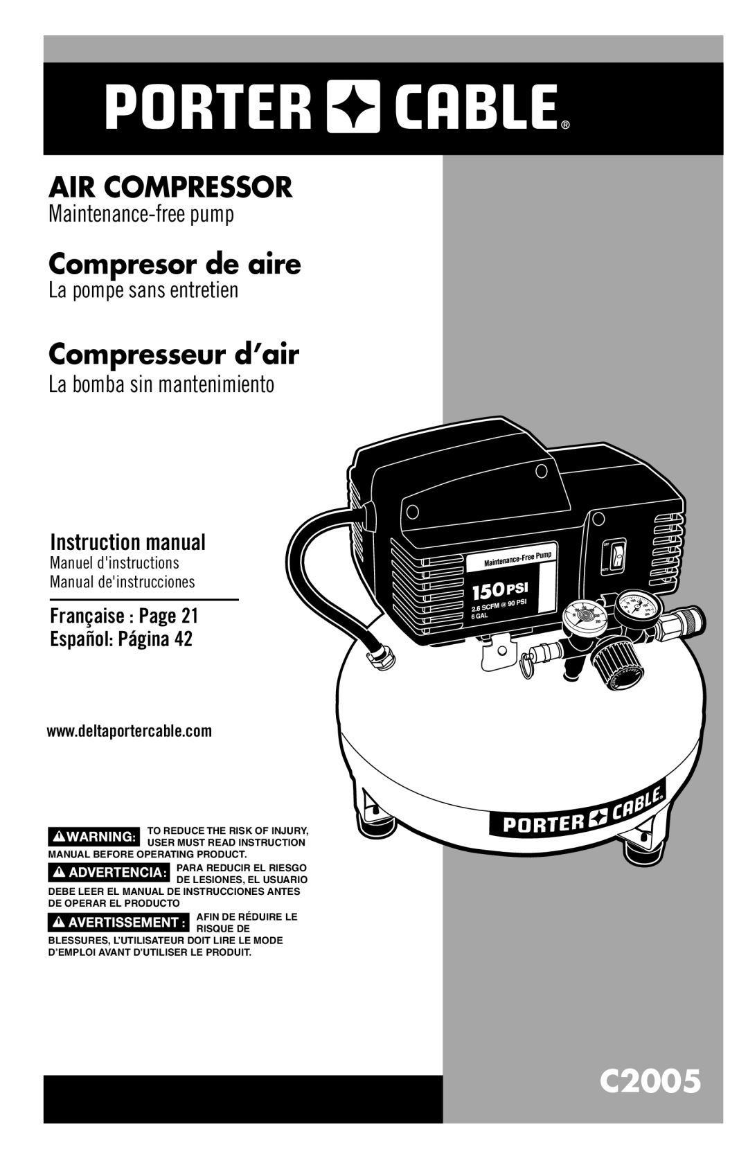 Porter-Cable 1000003754 instruction manual C2005 