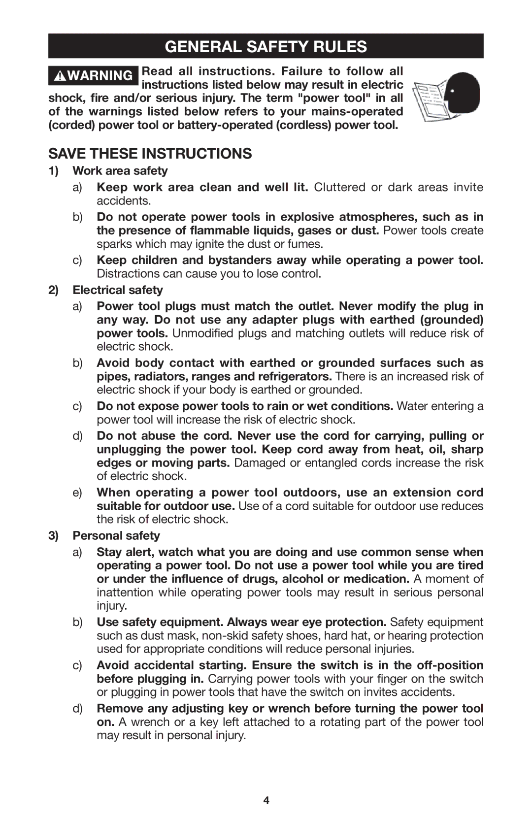 Porter-Cable 121 instruction manual General Safety Rules 