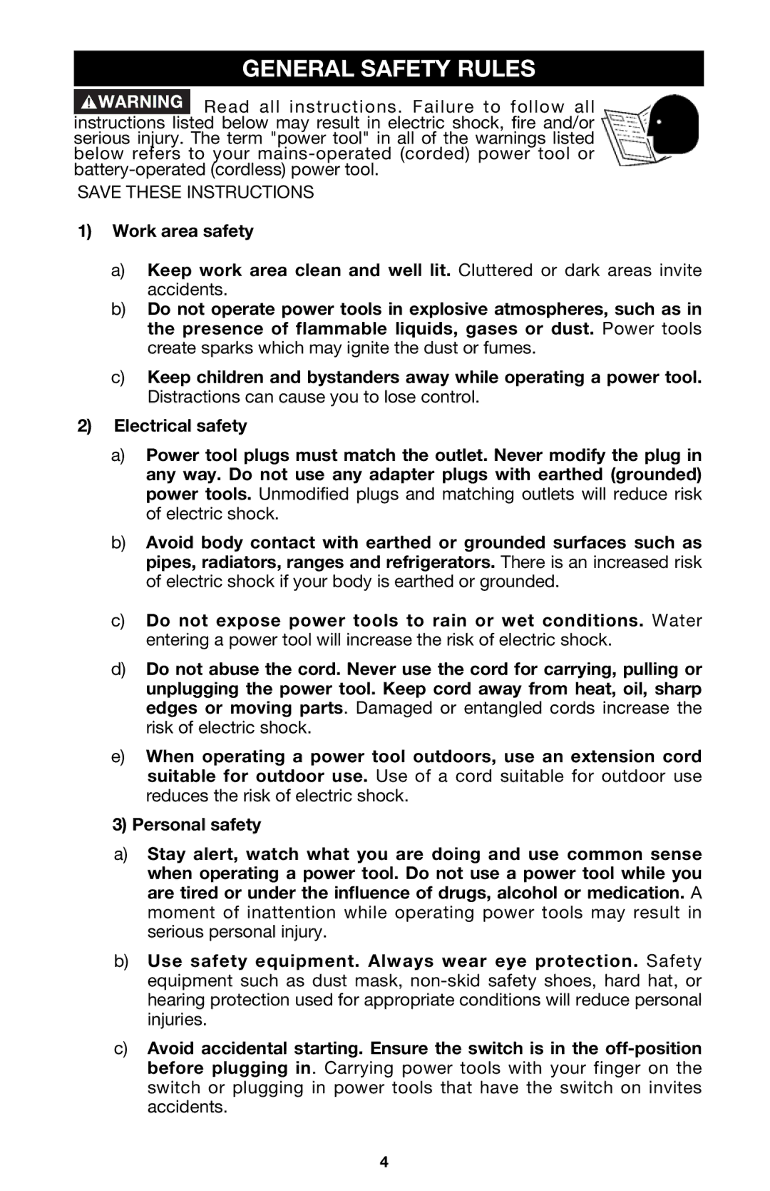 Porter-Cable 126 instruction manual General Safety Rules 