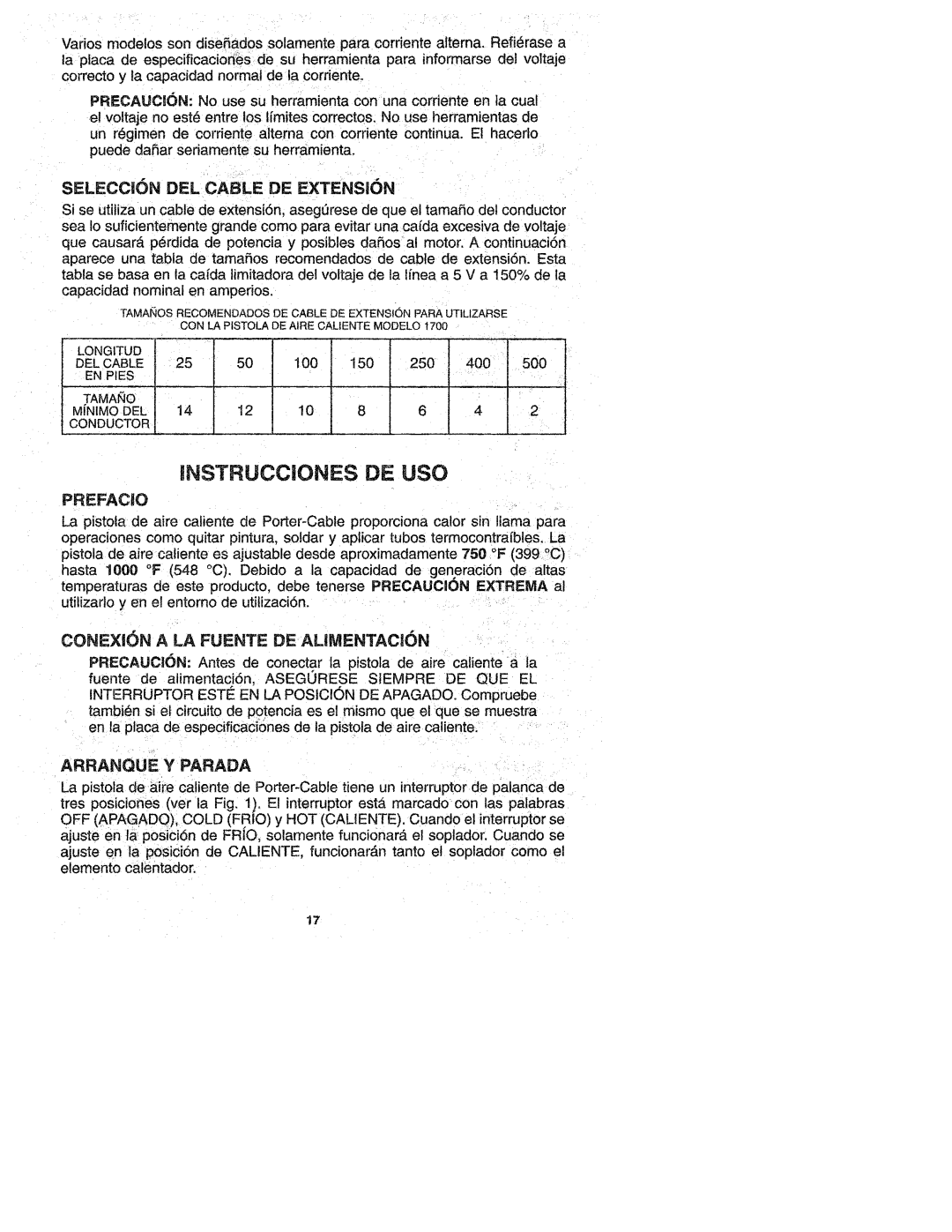 Porter-Cable 1700 manual 