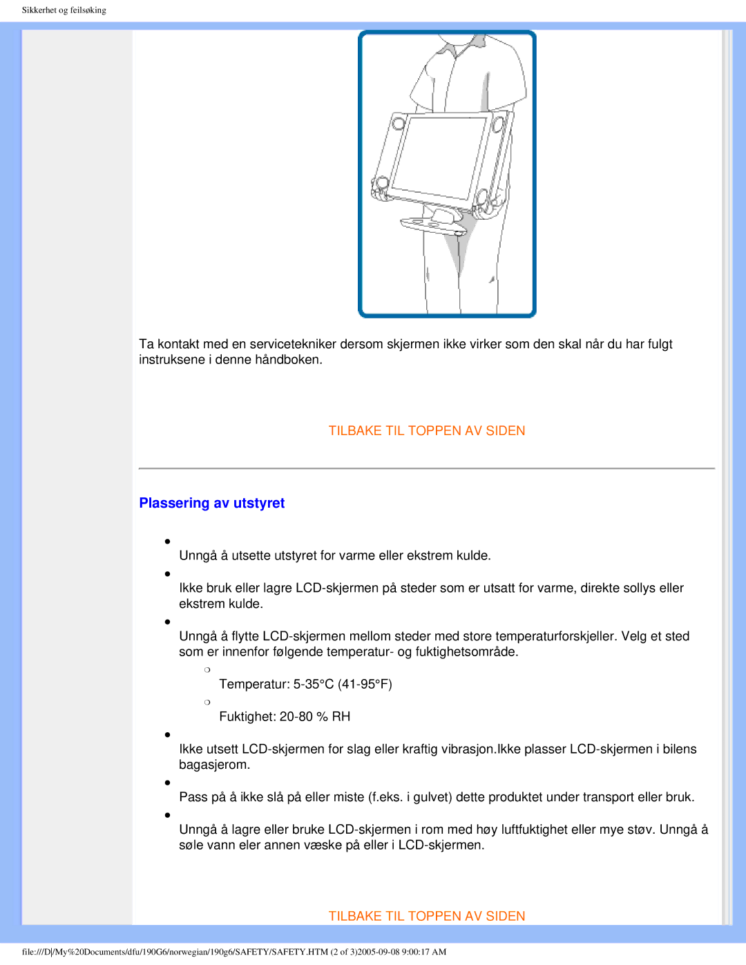 Porter-Cable 190G6 user manual Plassering av utstyret 