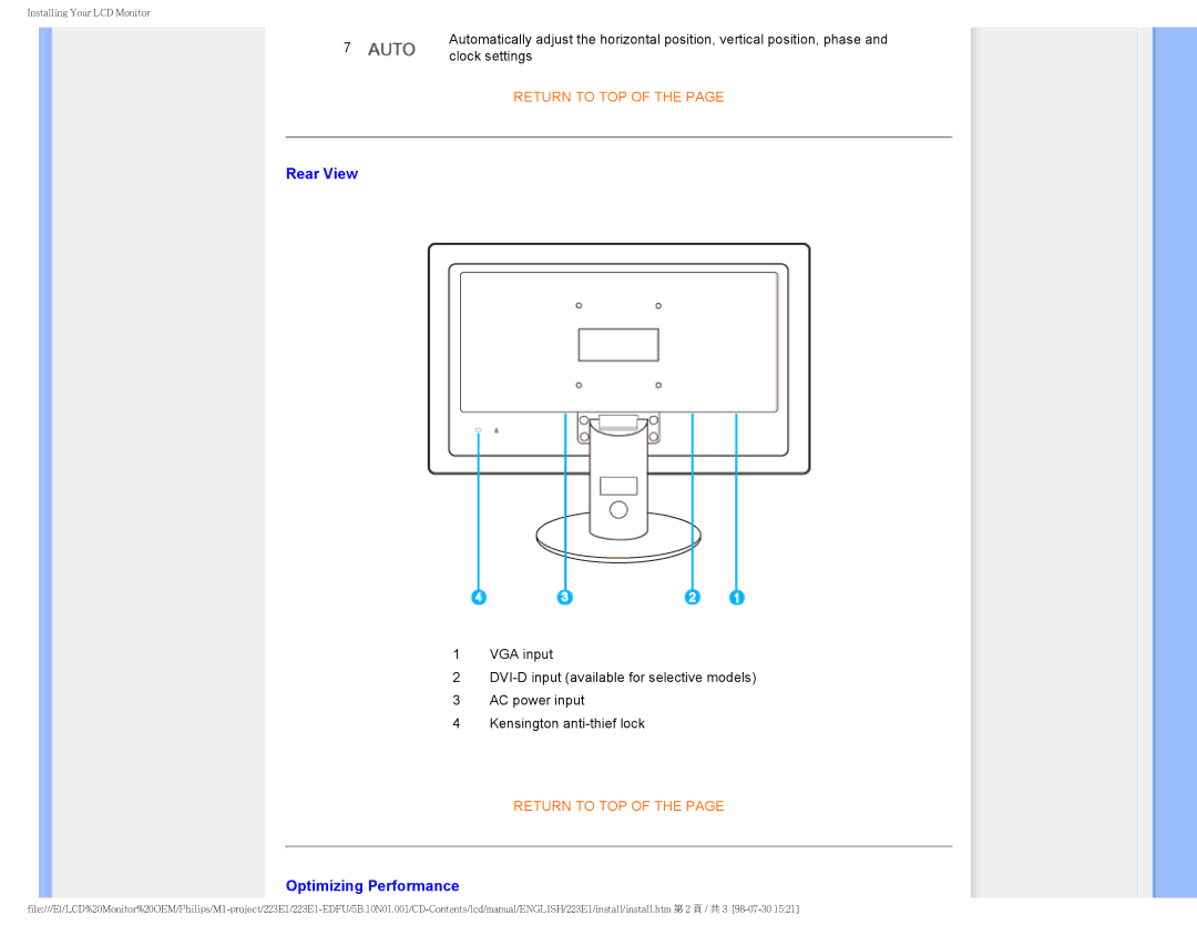 Porter-Cable 223EI user manual Rear View, Optimizing Performance 