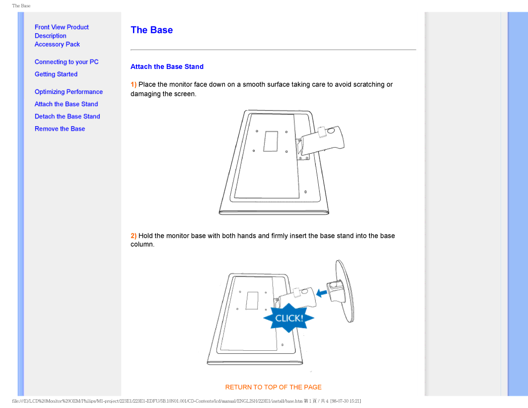 Porter-Cable 223EI user manual Attach the Base Stand 