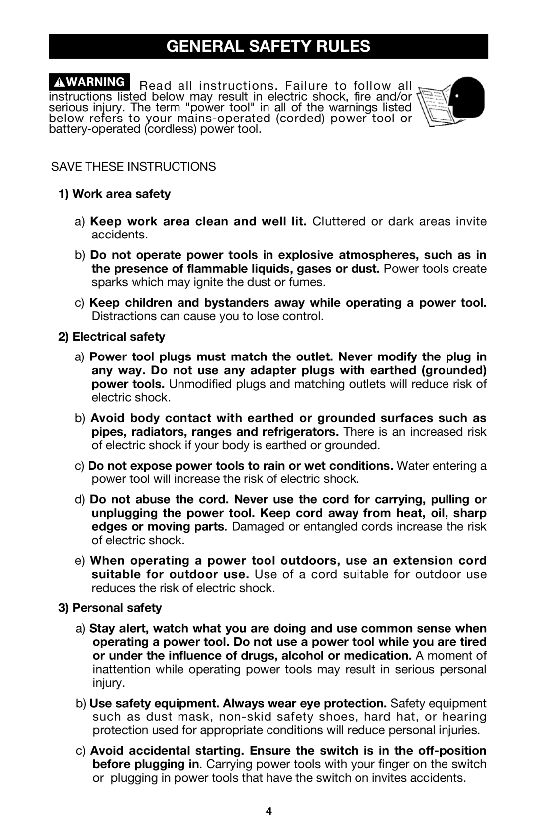 Porter-Cable 2611, 2610, 2615, 2614 instruction manual General Safety Rules 