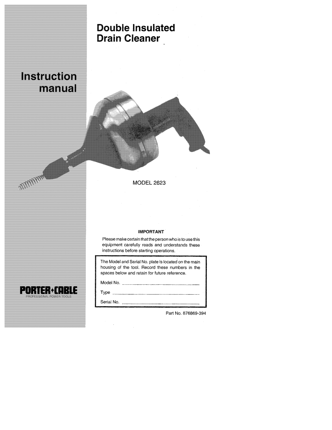 Porter-Cable 2623 manual 