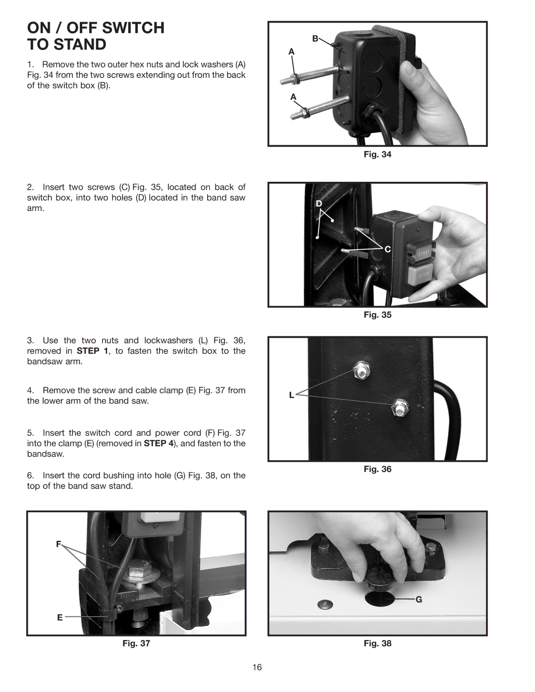 Porter-Cable 28-248, 28-475X instruction manual On / OFF Switch To Stand 