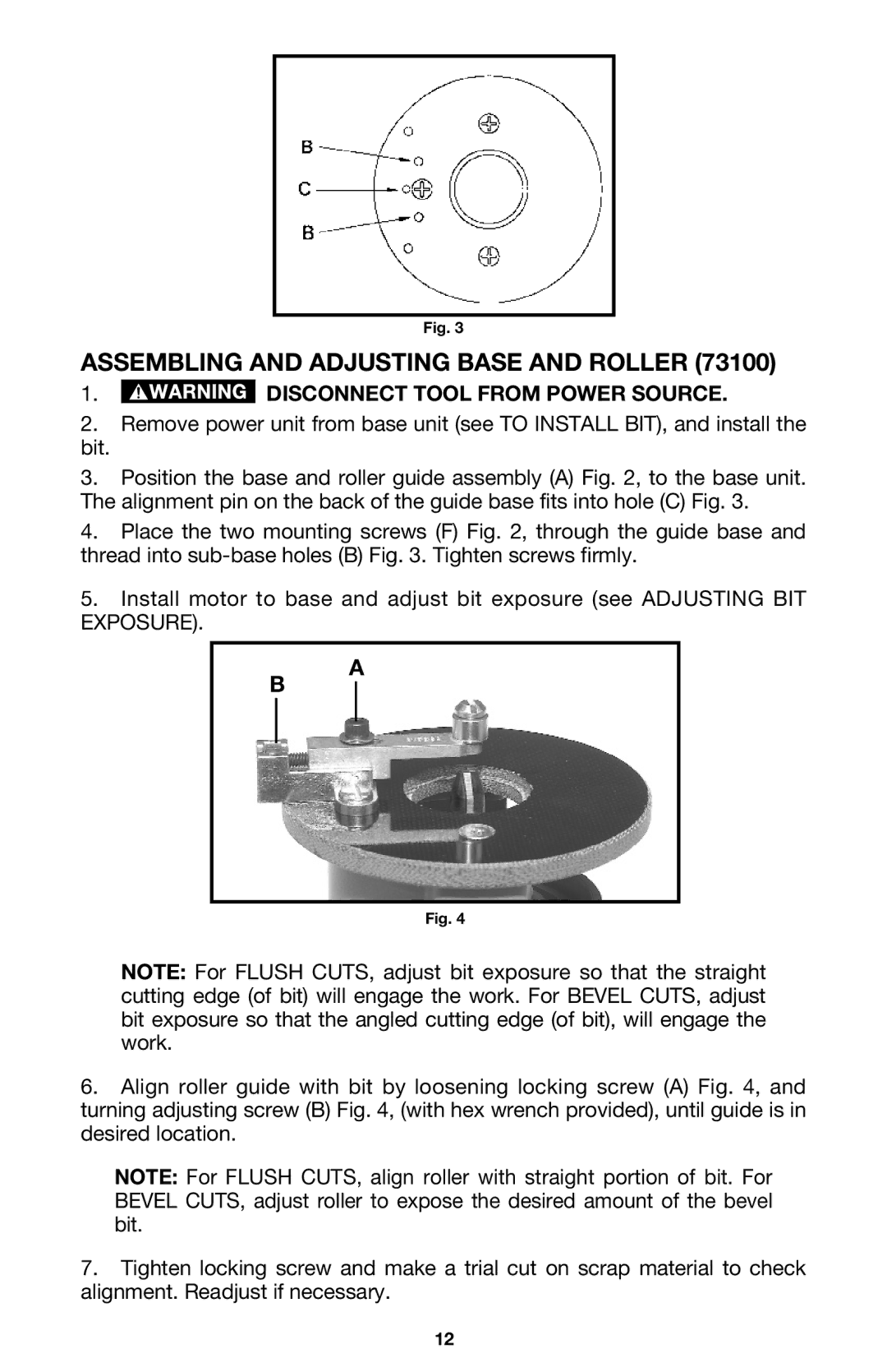 Porter-Cable 310 instruction manual Assembling and Adjusting Base and Roller 