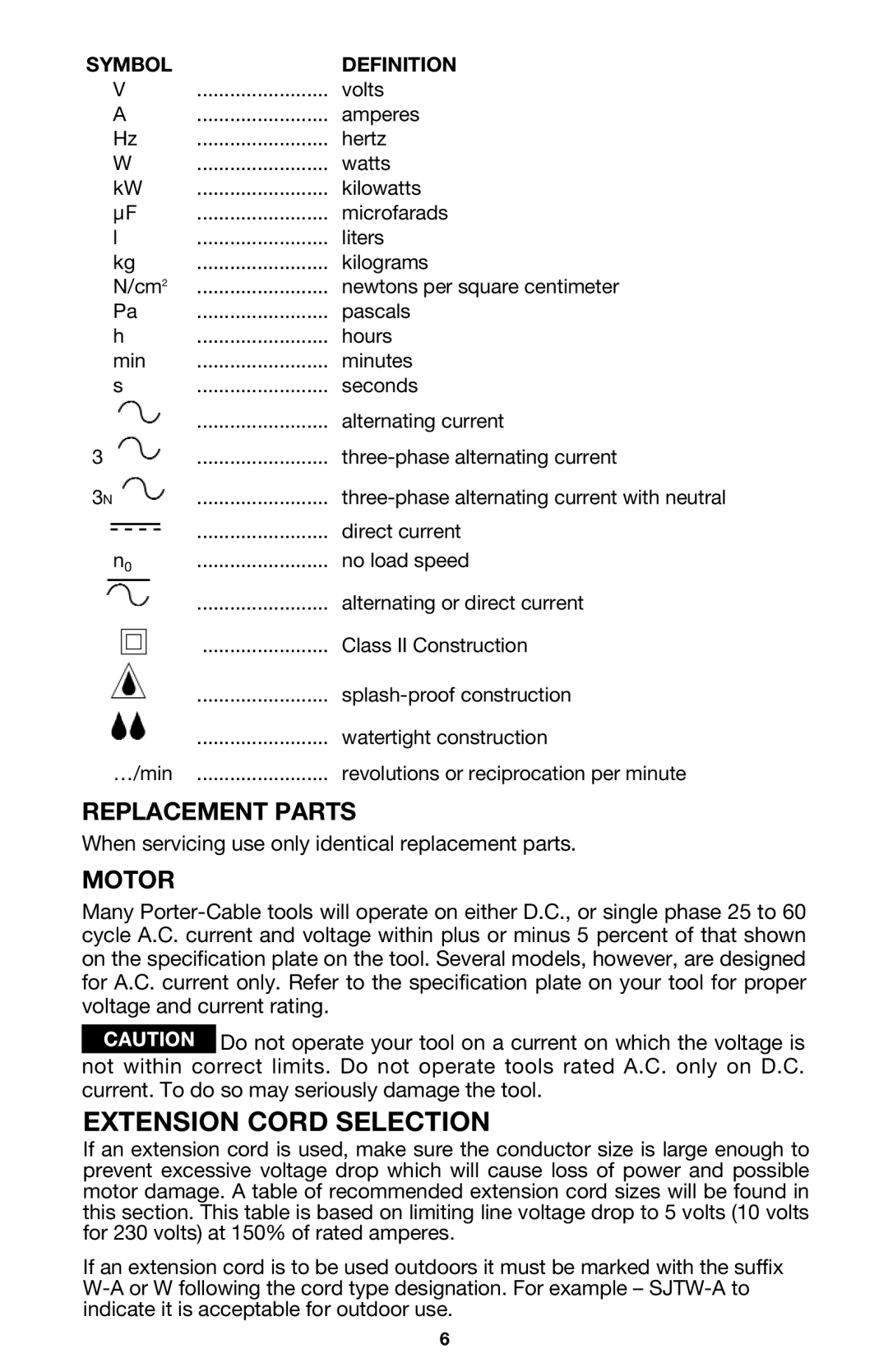 Porter-Cable 324MAG, 325MAG instruction manual Replacement Parts, Motor 