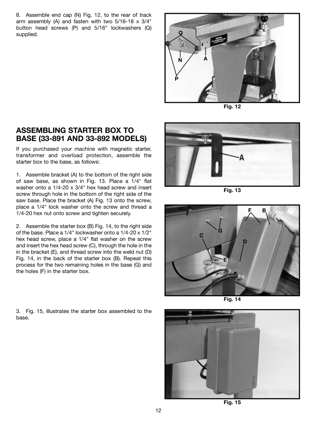 Porter-Cable 33-890, 33-895X instruction manual Assembling Starter BOX to Base 33-891 and 33-892 Models 