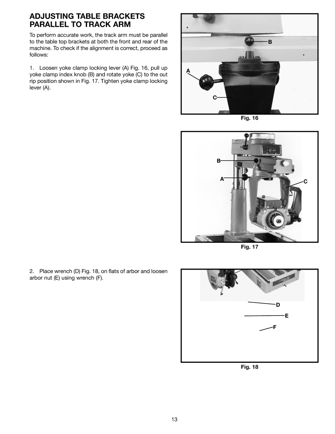 Porter-Cable 33-890, 33-892, 33-891, 33-895X instruction manual Adjusting Table Brackets Parallel to Track ARM 