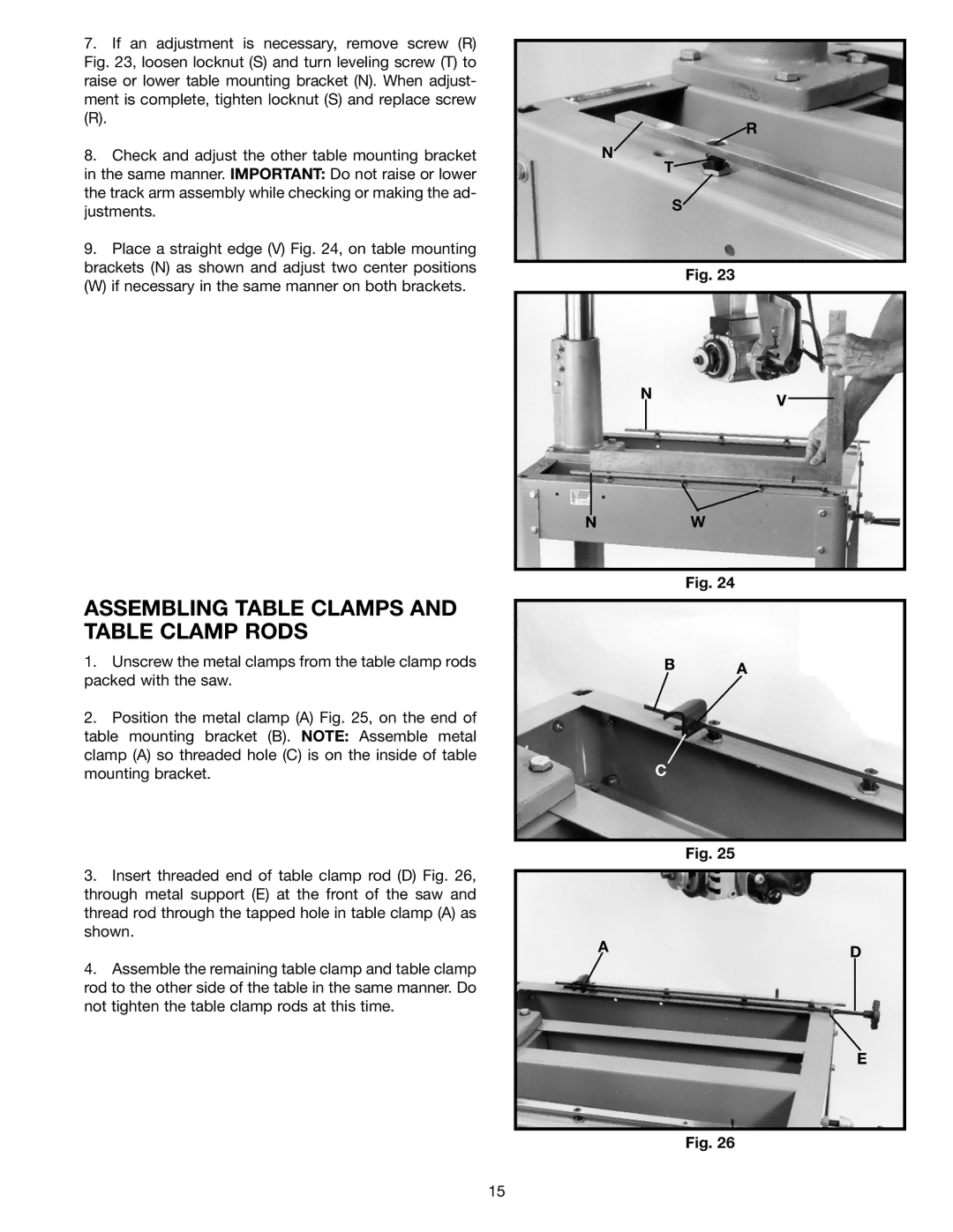 Porter-Cable 33-895X, 33-892, 33-890, 33-891 instruction manual Assembling Table Clamps and Table Clamp Rods 