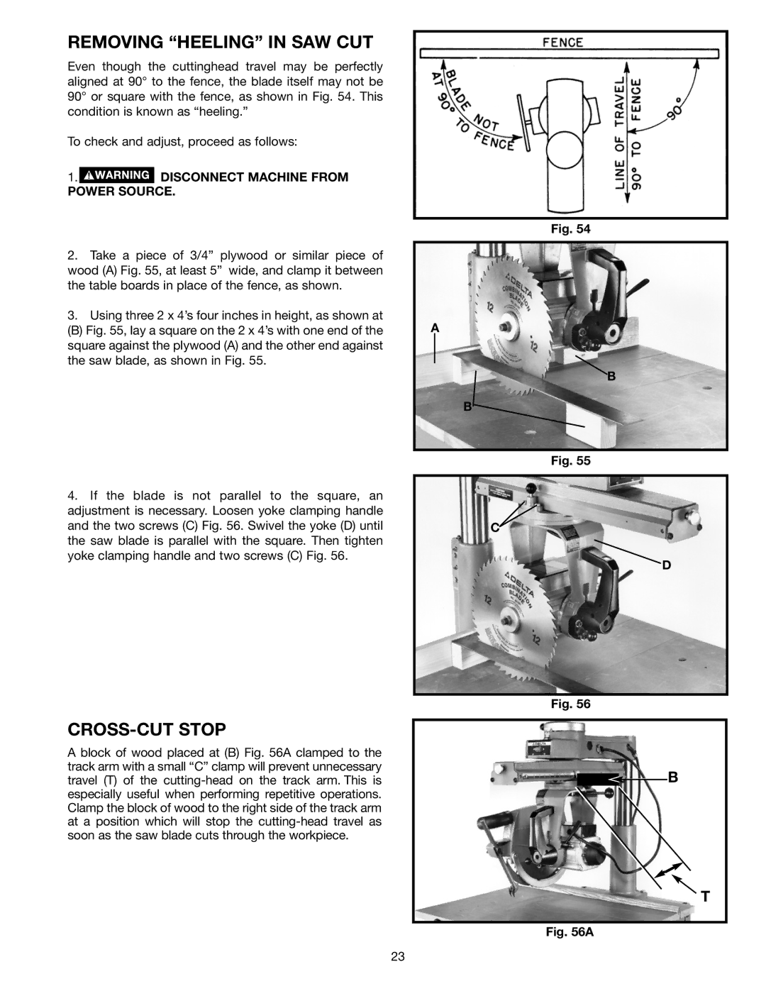 Porter-Cable 33-895X, 33-892, 33-890, 33-891 instruction manual Removing Heeling in SAW CUT, CROSS-CUT Stop 