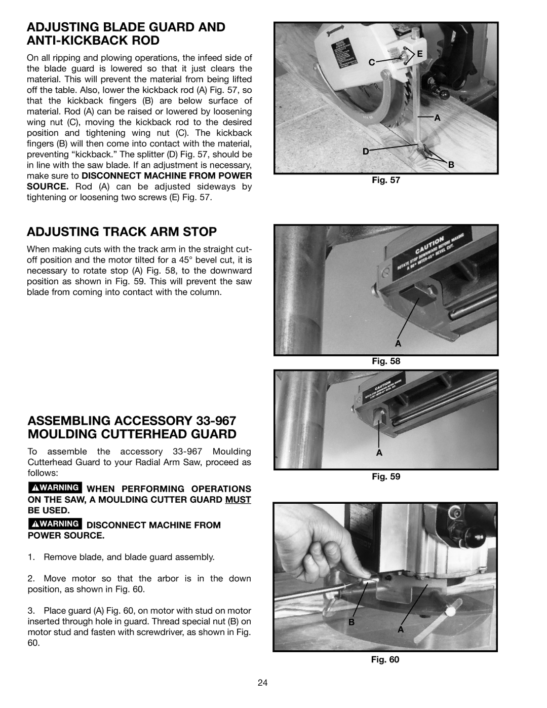 Porter-Cable 33-892, 33-890, 33-891, 33-895X Adjusting Blade Guard and ANTI-KICKBACK ROD, Adjusting Track ARM Stop 