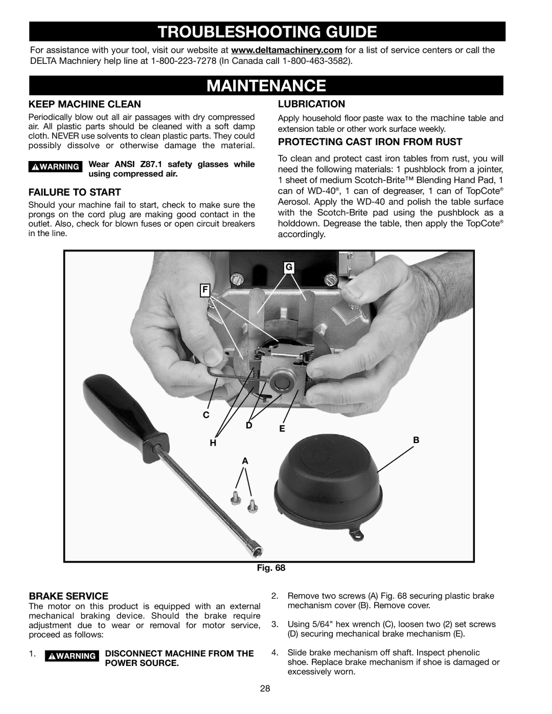 Porter-Cable 33-892, 33-890, 33-891, 33-895X Troubleshooting Guide Maintenance, Disconnect Machine from the Power Source 