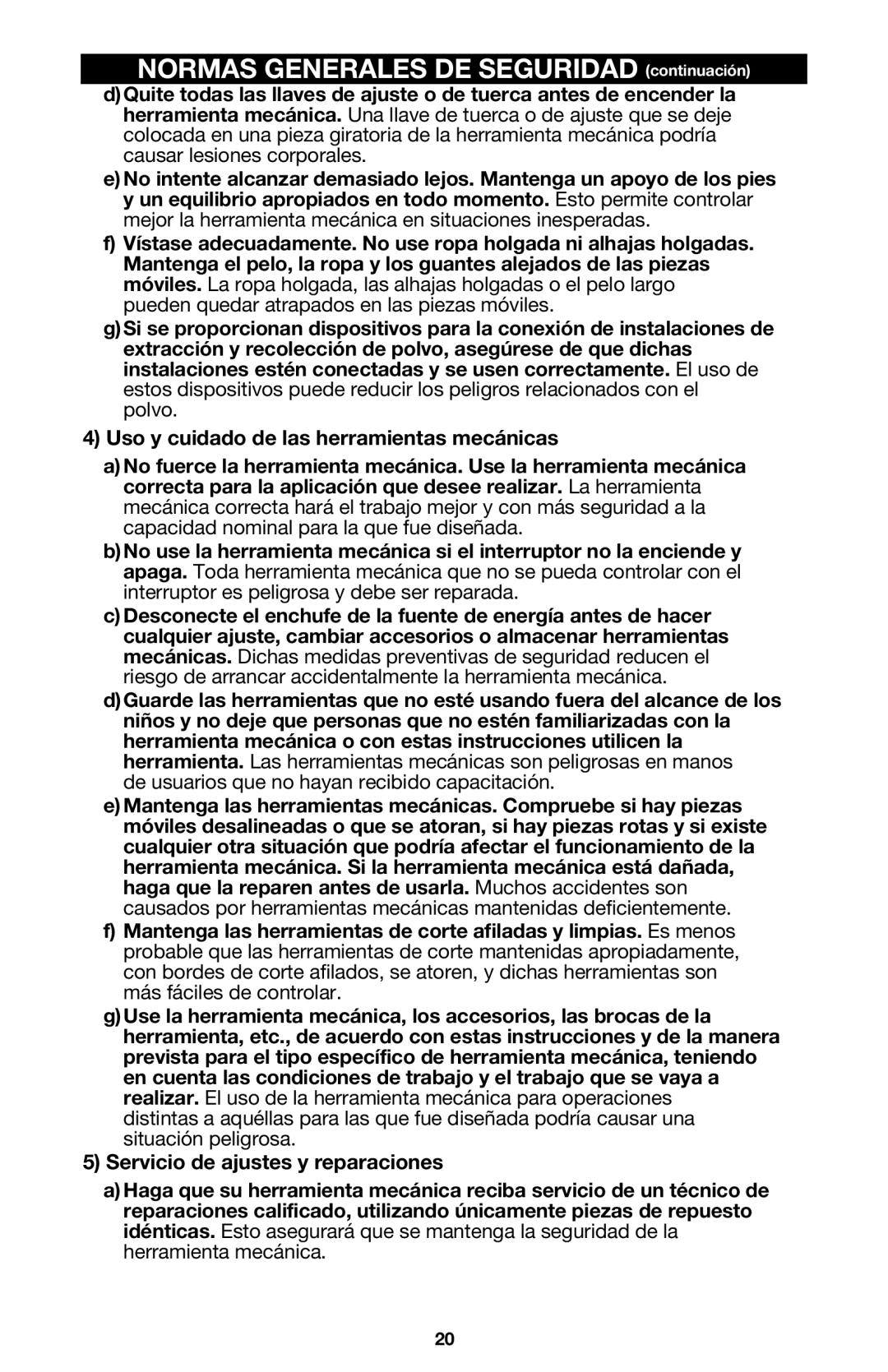 Porter-Cable 333VS instruction manual Normas Generales DE Seguridad continuación 