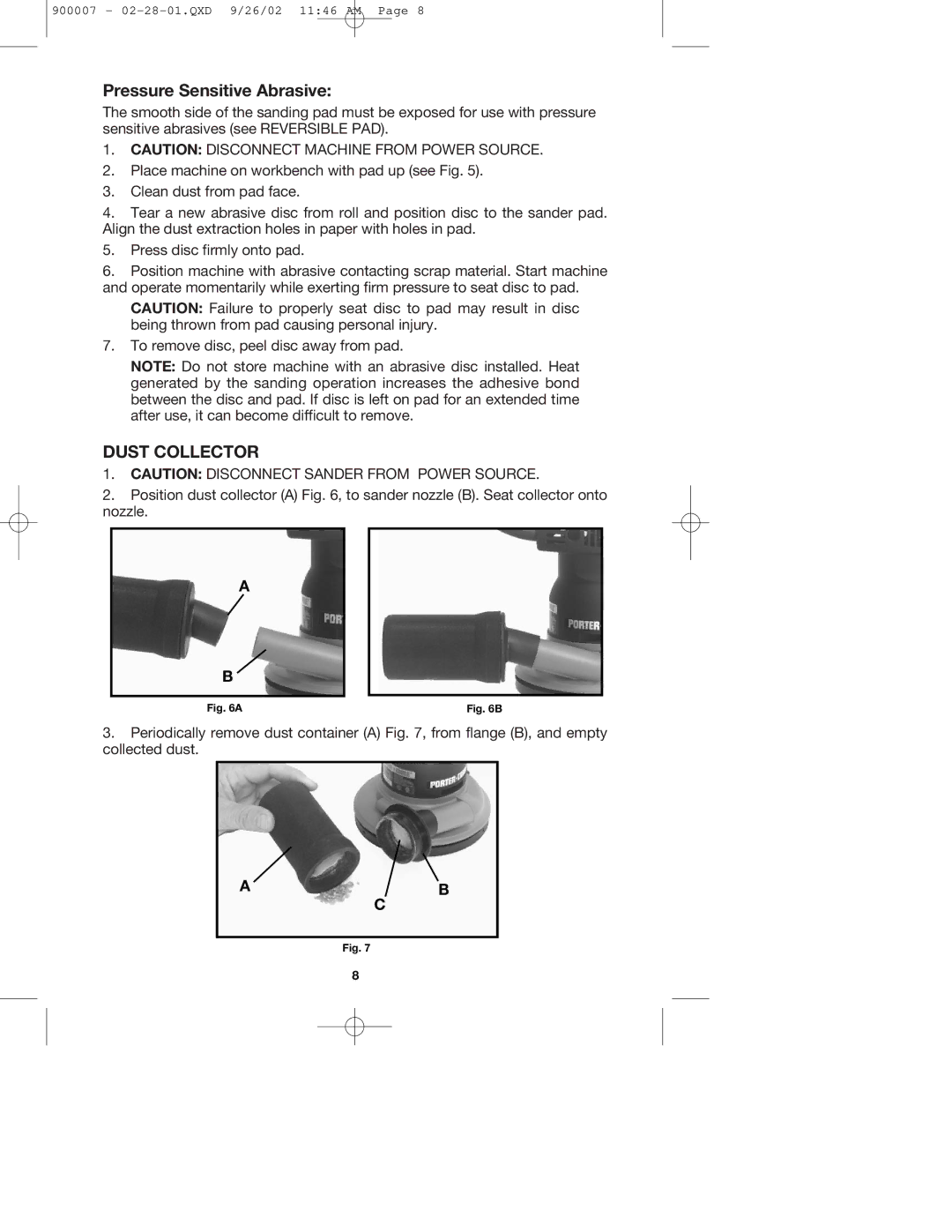 Porter-Cable 335 instruction manual Pressure Sensitive Abrasive, Dust Collector 