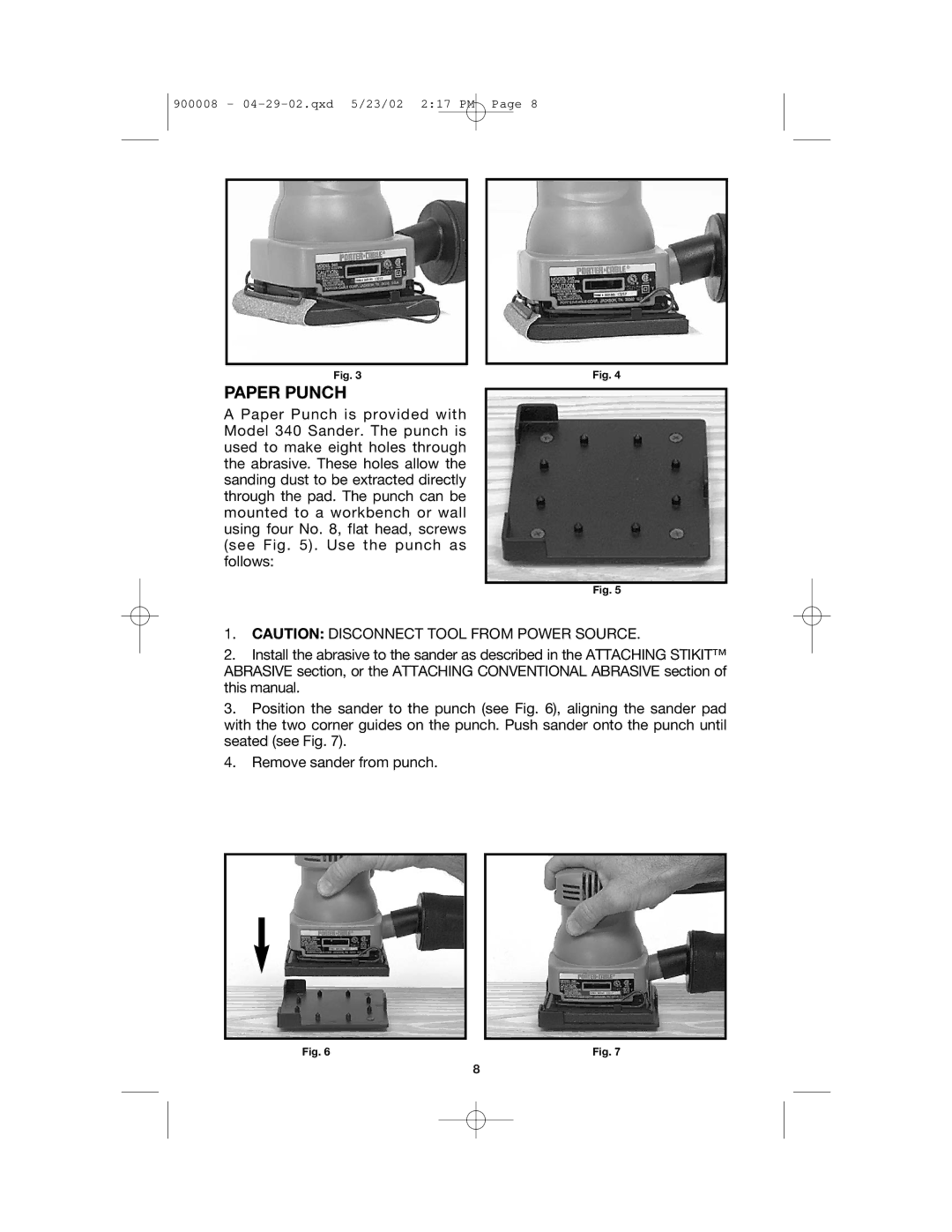 Porter-Cable 340 instruction manual Paper Punch 