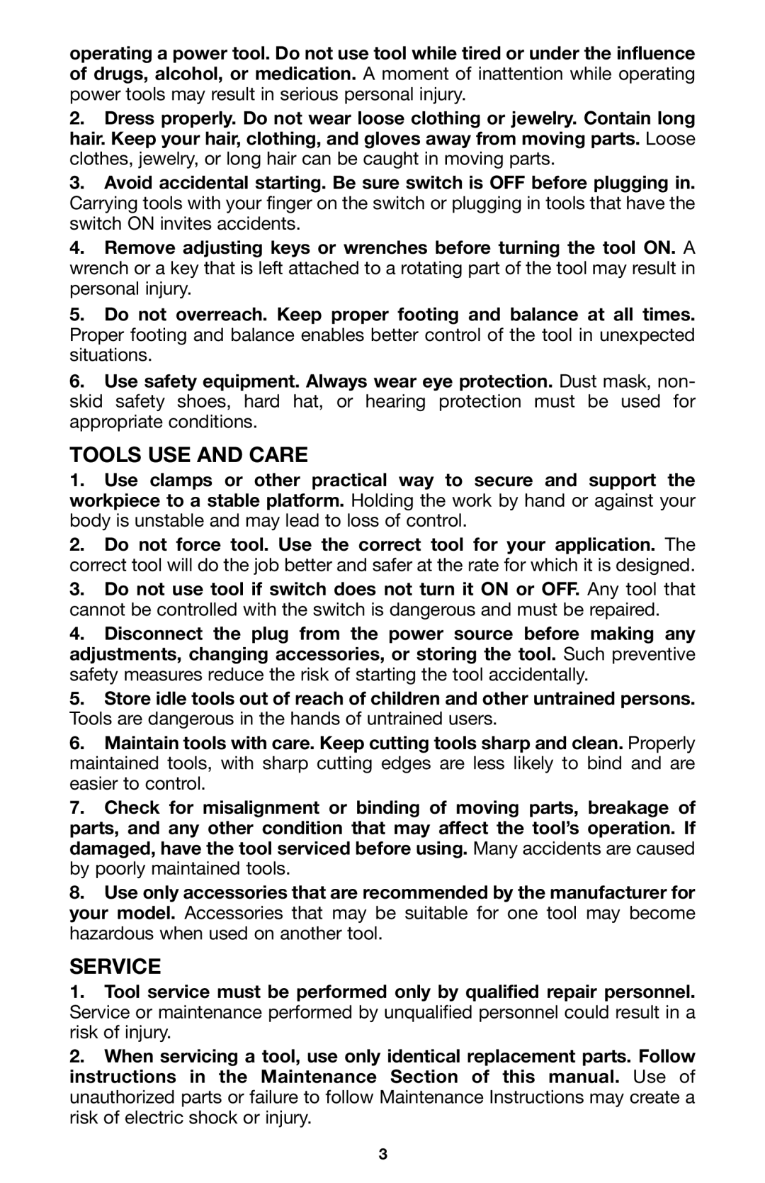 Porter-Cable 345 instruction manual Tools USE and Care, Service 