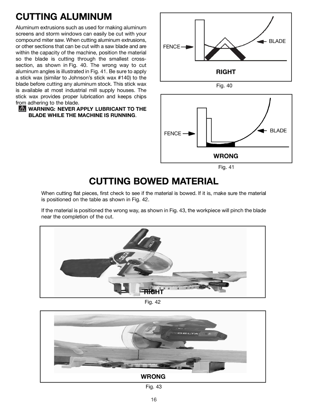 Porter-Cable 36-225 instruction manual Cutting Aluminum, Cutting Bowed Material 