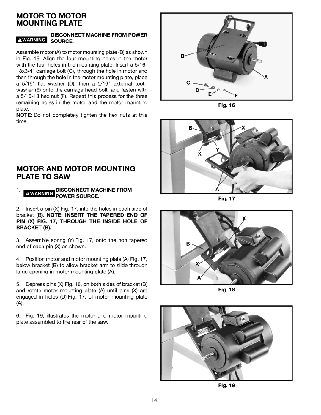 Porter-Cable 36-675, 36-649, 36-678, 36-679 Motor to Motor Mounting Plate, Motor and Motor Mounting Plate to SAW 