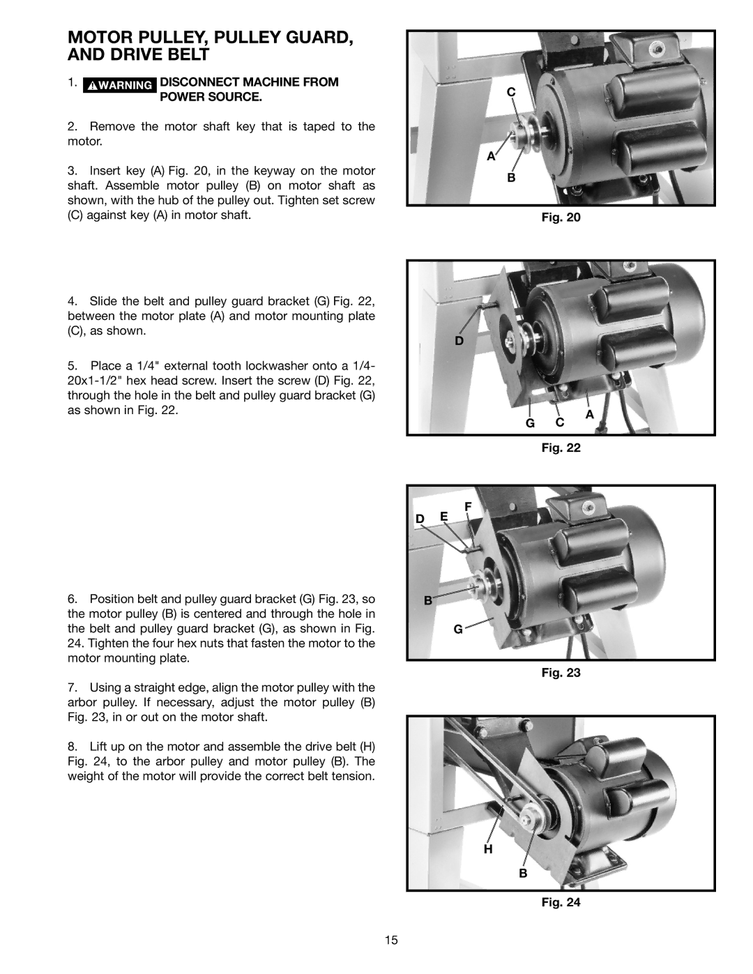 Porter-Cable 36-679, 36-649, 36-678, 36-675 instruction manual Motor PULLEY, Pulley GUARD, and Drive Belt 