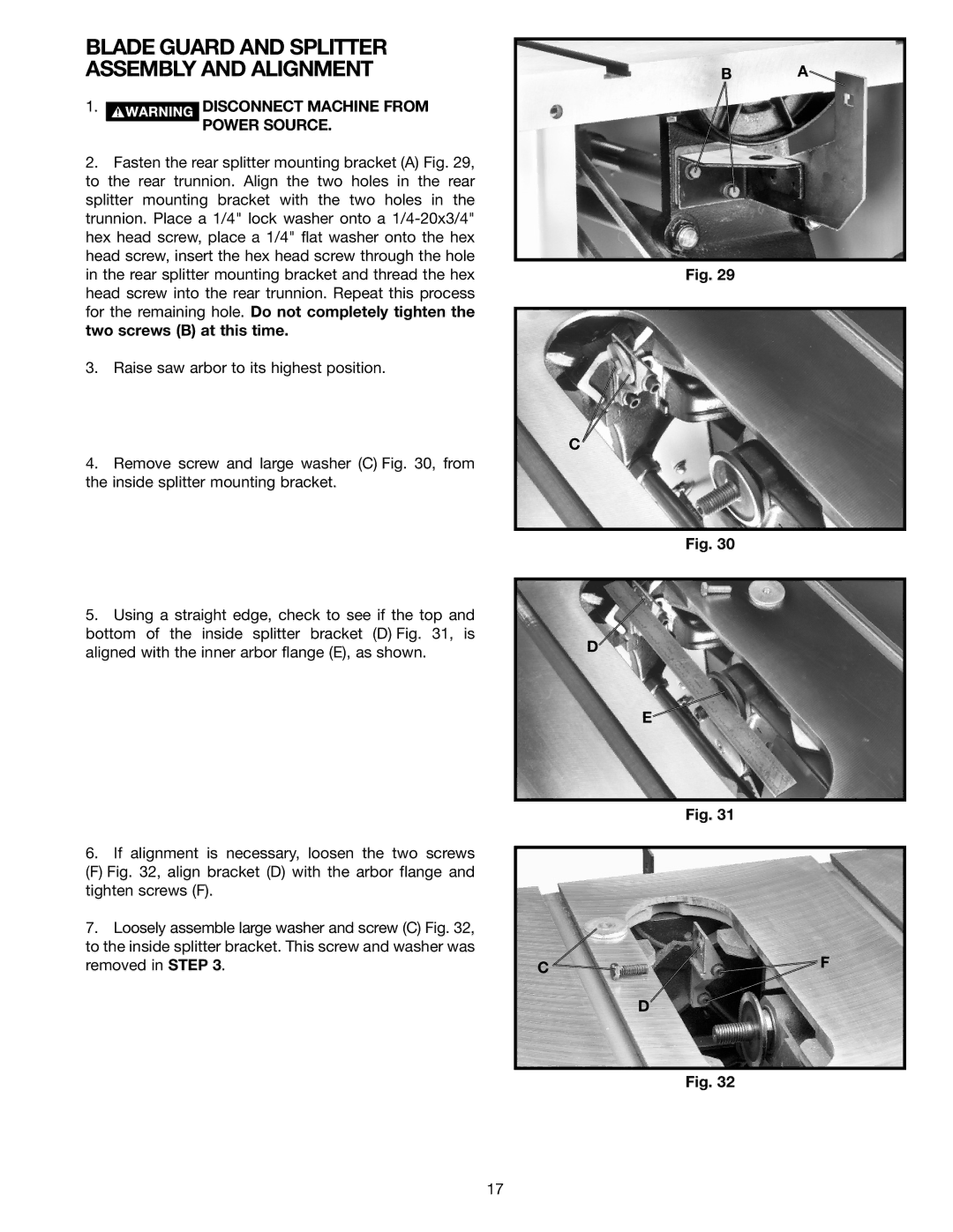 Porter-Cable 36-678, 36-649, 36-675, 36-679 instruction manual Blade Guard and Splitter Assembly and Alignment 