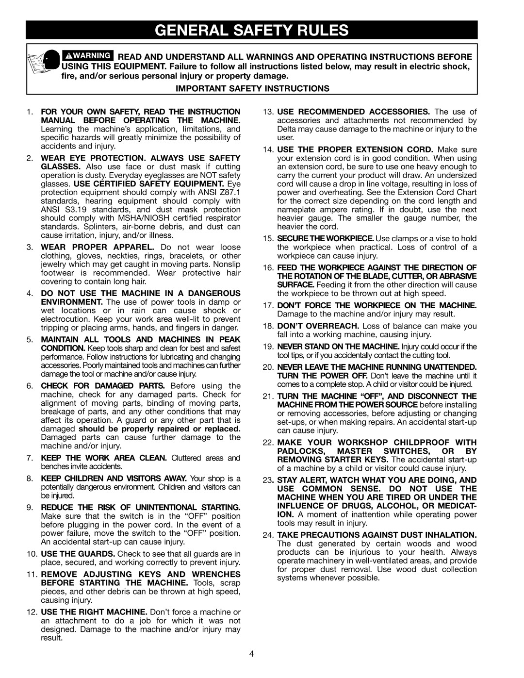 Porter-Cable 36-649, 36-678 General Safety Rules, Important Safety Instructions, Stay ALERT, Watch What YOU are DOING 