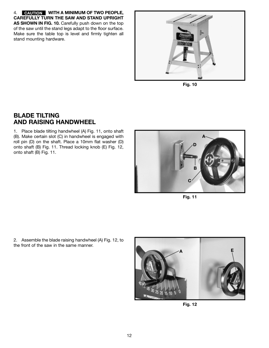 Porter-Cable 36-649, 36-678, 36-675, 36-679 instruction manual Blade Tilting And Raising Handwheel, A D B C 