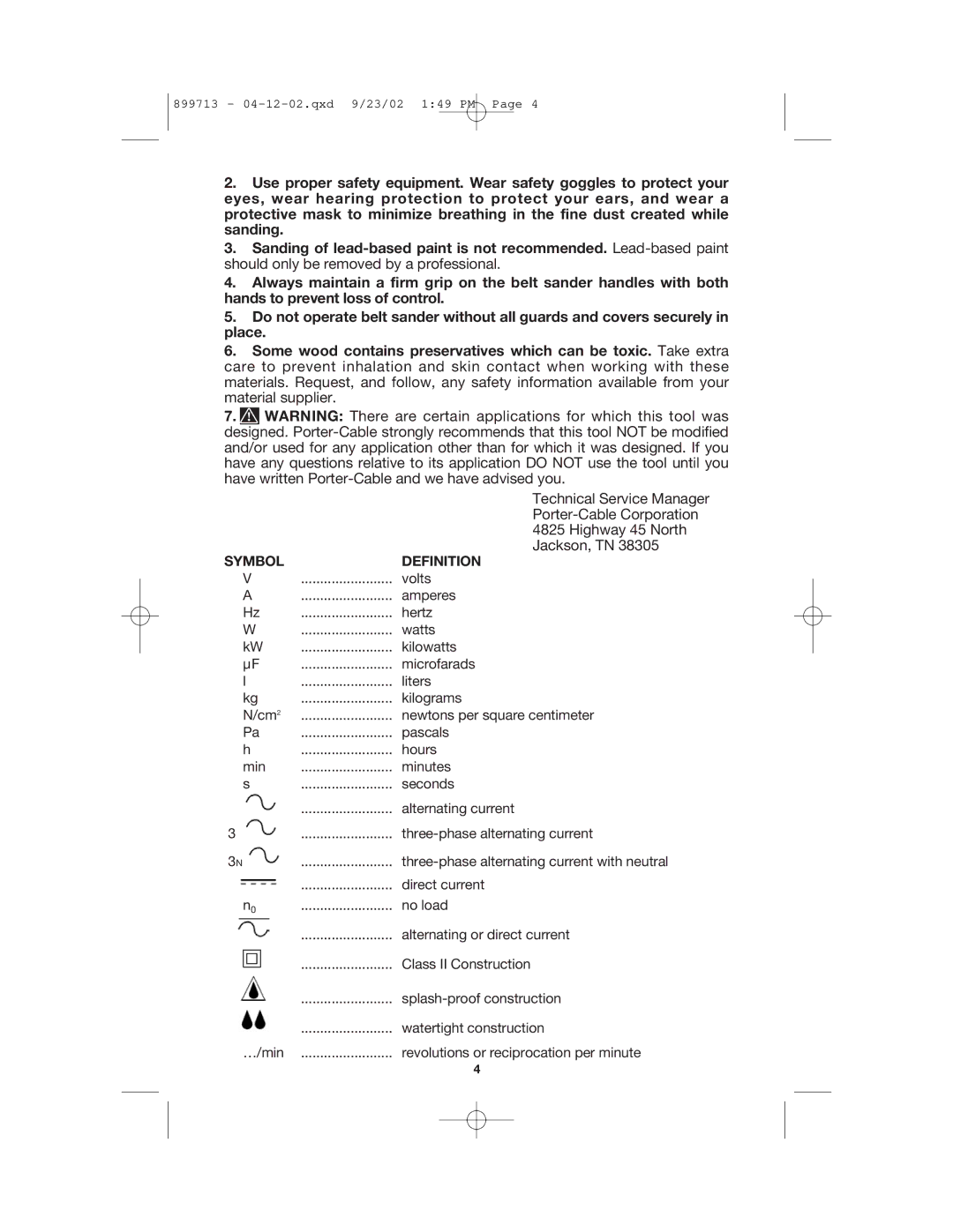 Porter-Cable 360 instruction manual Porter-Cable Corporation 