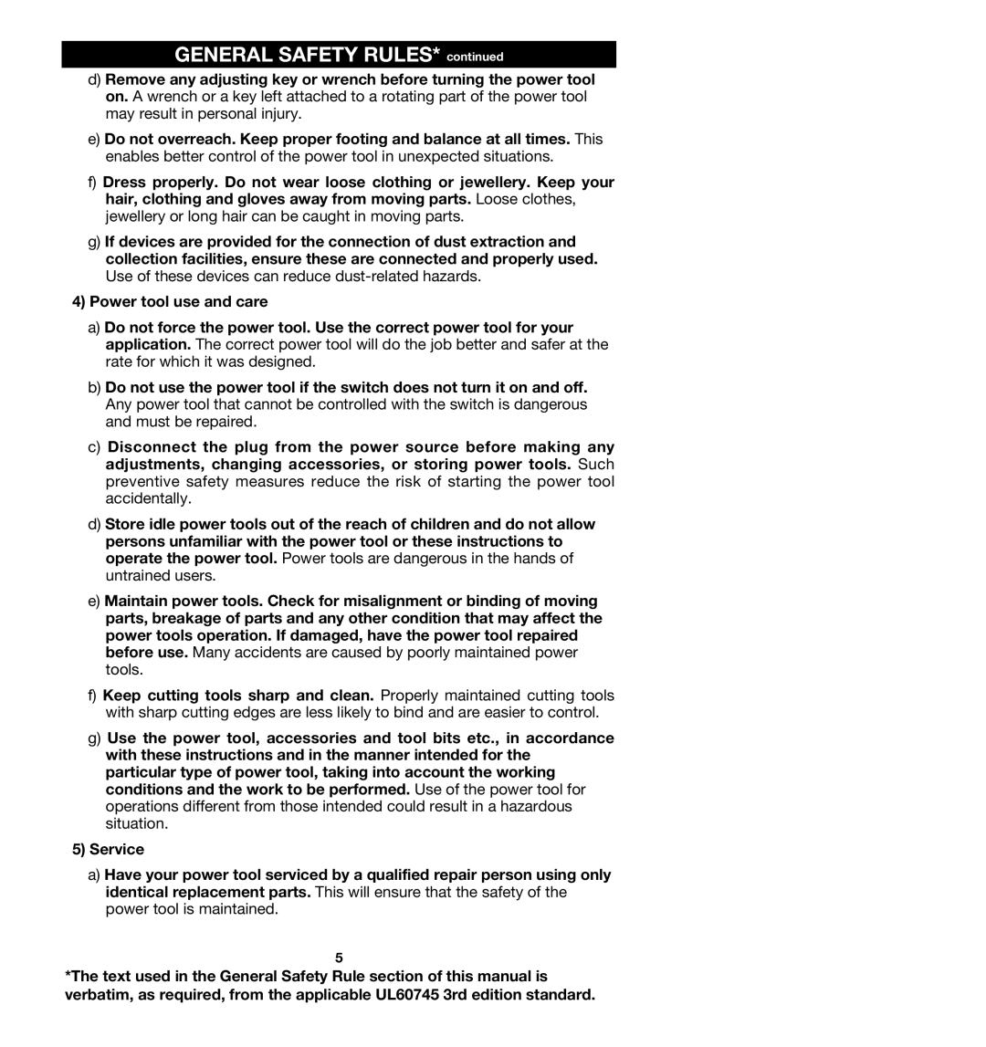 Porter-Cable 363, 362VS, 360VS, 361 instruction manual General Safety Rules 