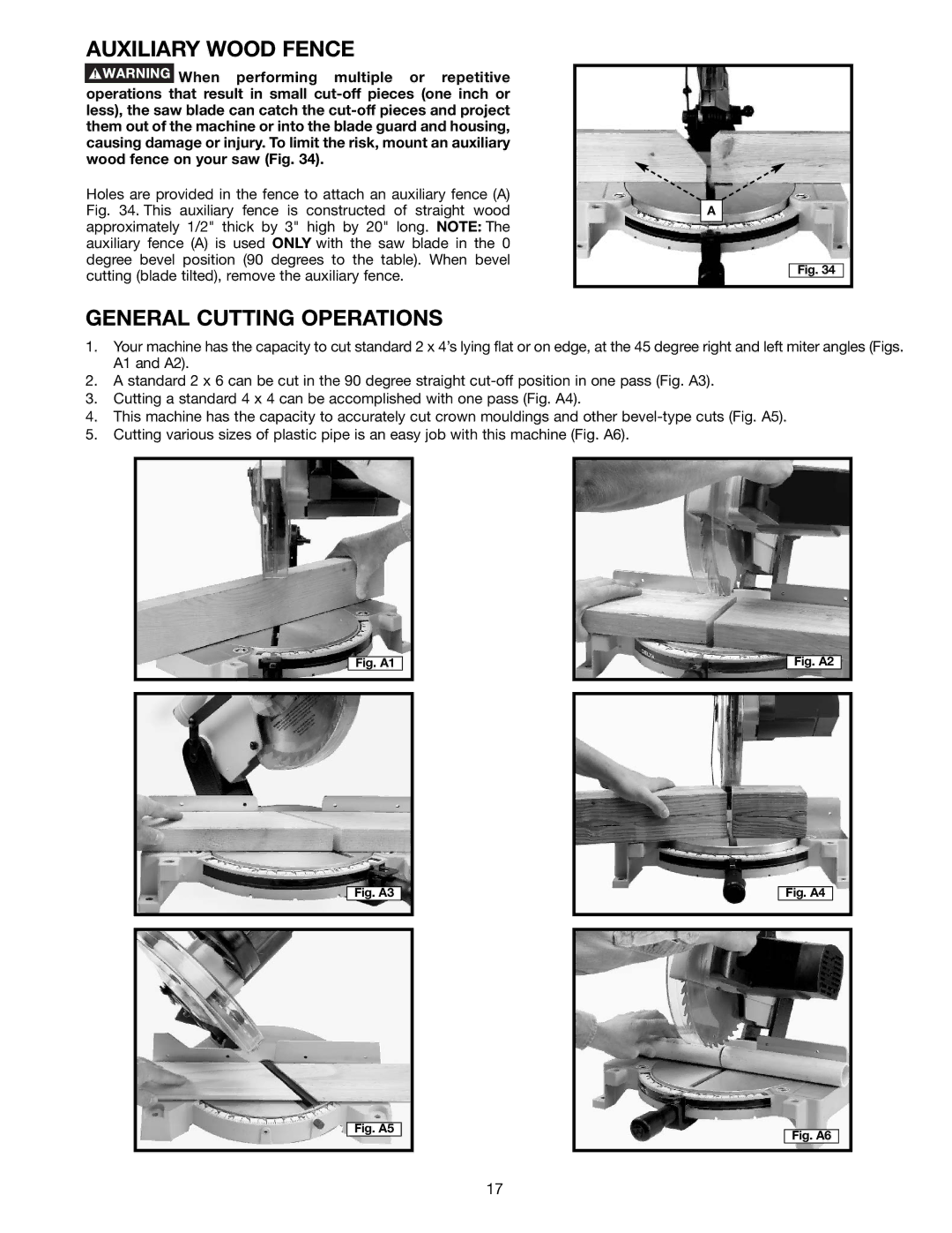 Porter-Cable 3700L instruction manual Auxiliary Wood Fence, General Cutting Operations 