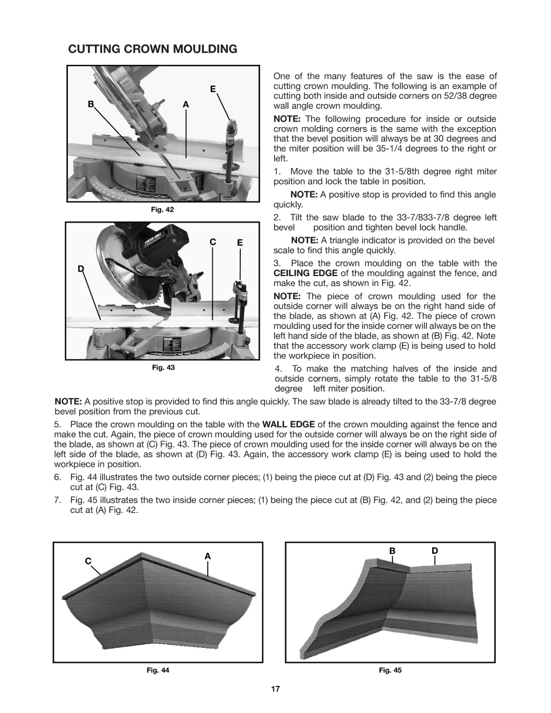 Porter-Cable 3802 instruction manual Cutting Crown Moulding 