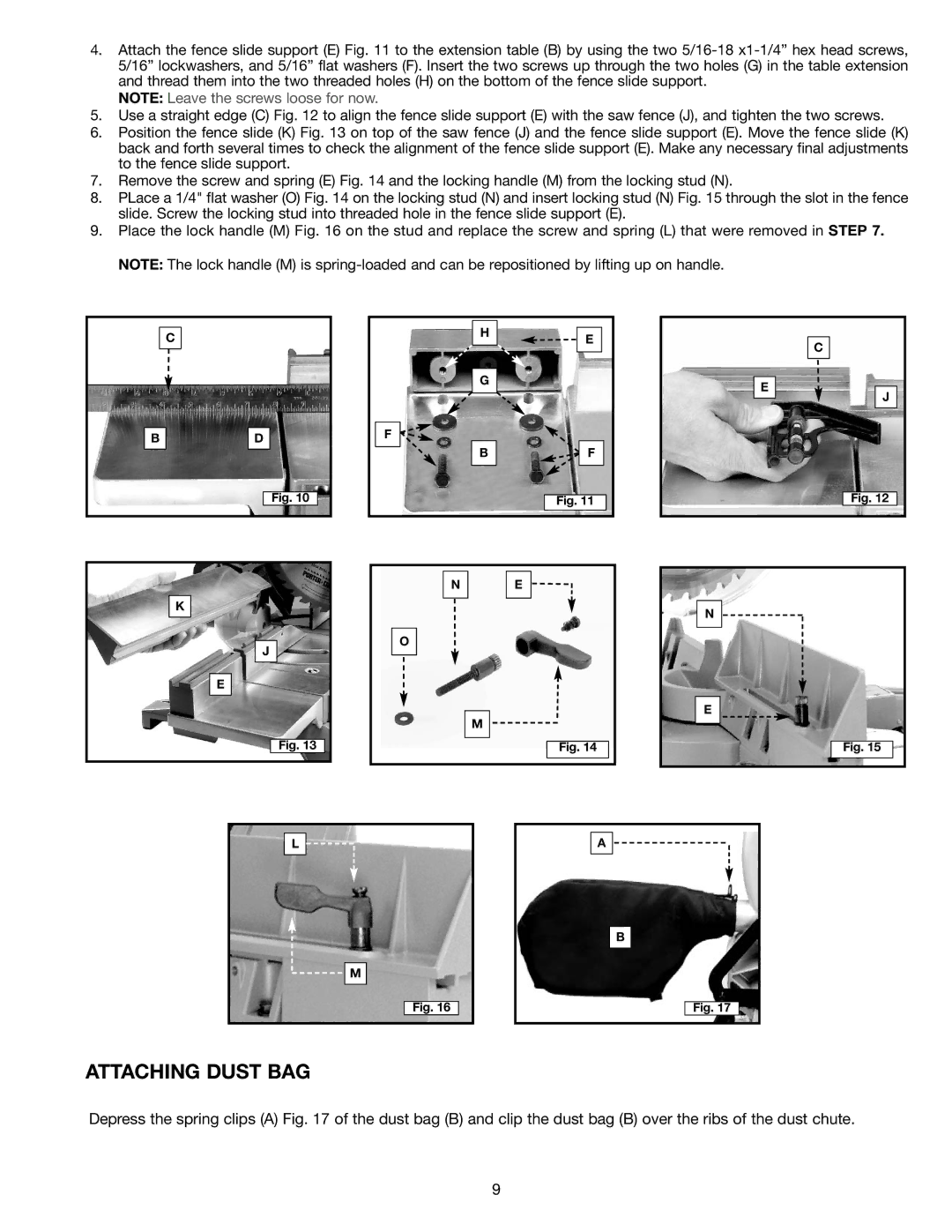 Porter-Cable 3802L instruction manual Attaching Dust BAG 