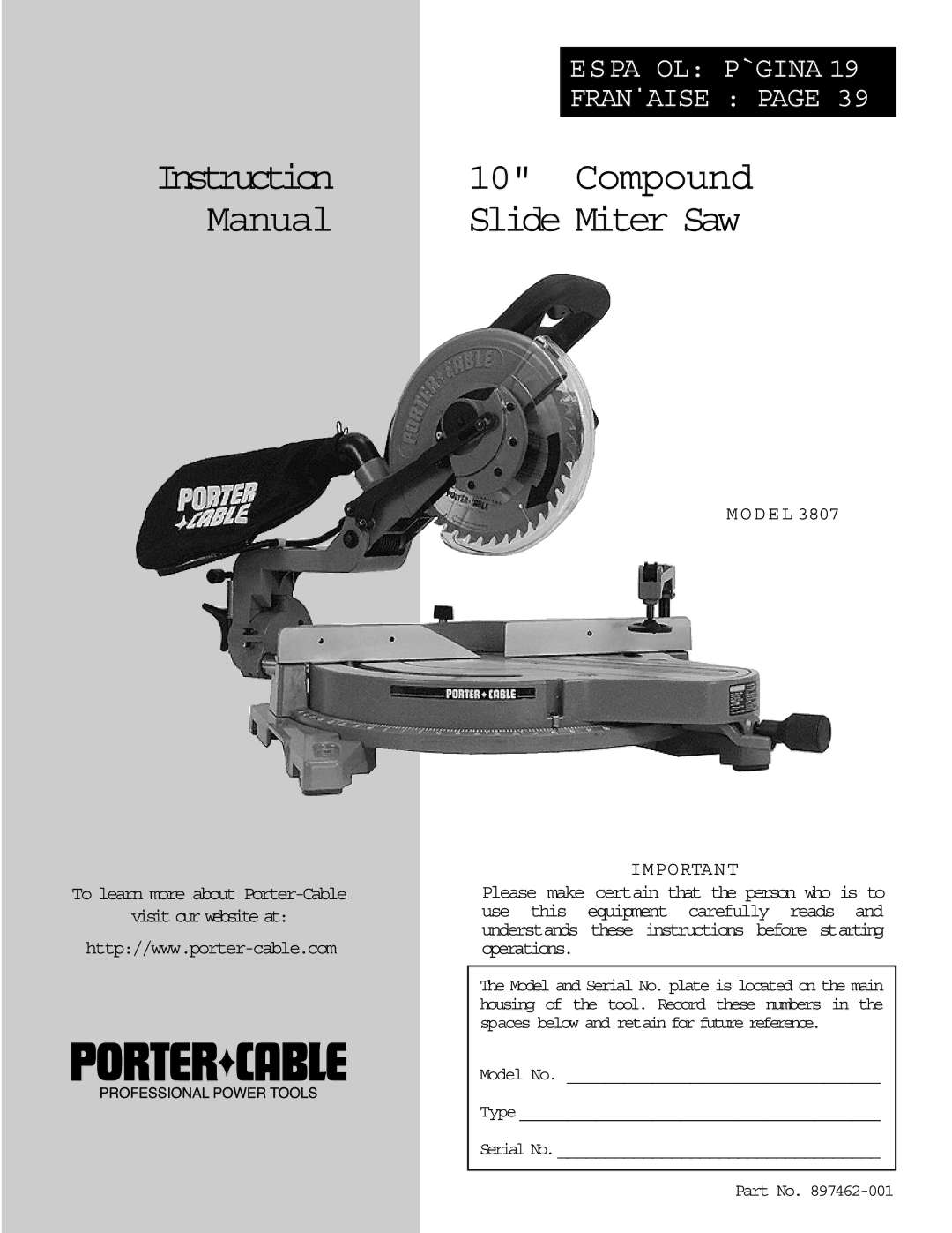 Porter-Cable 3807 instruction manual Compound 