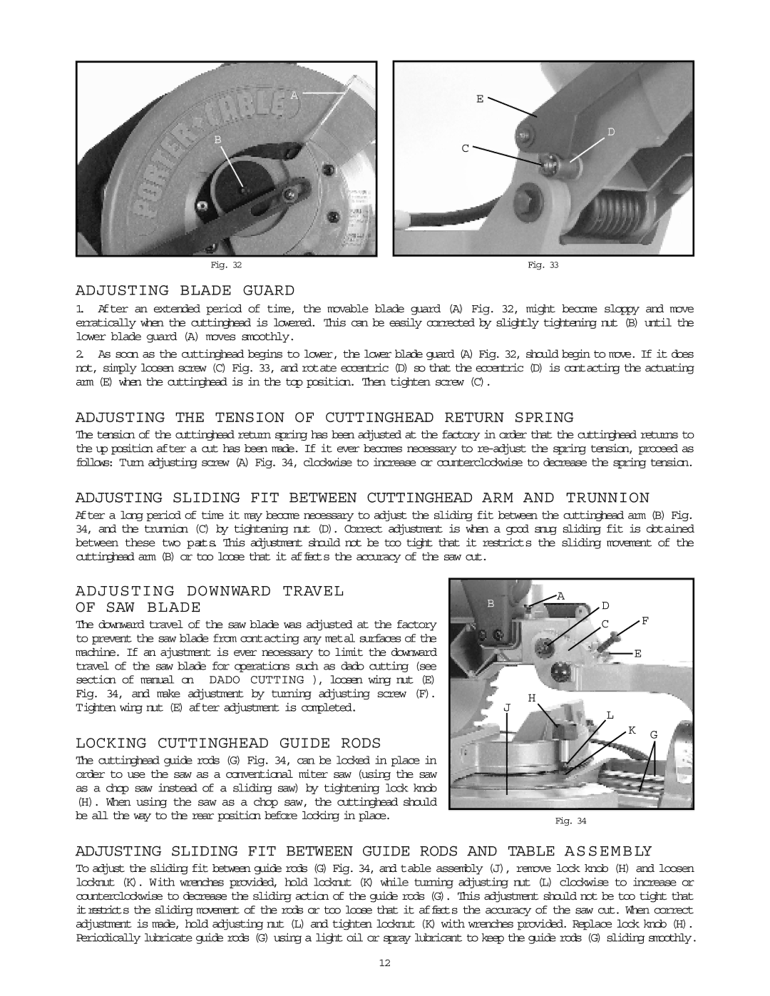 Porter-Cable 3807 instruction manual Adjusting Blade Guard, Adjusting the Tension of Cuttinghead Return Spring 