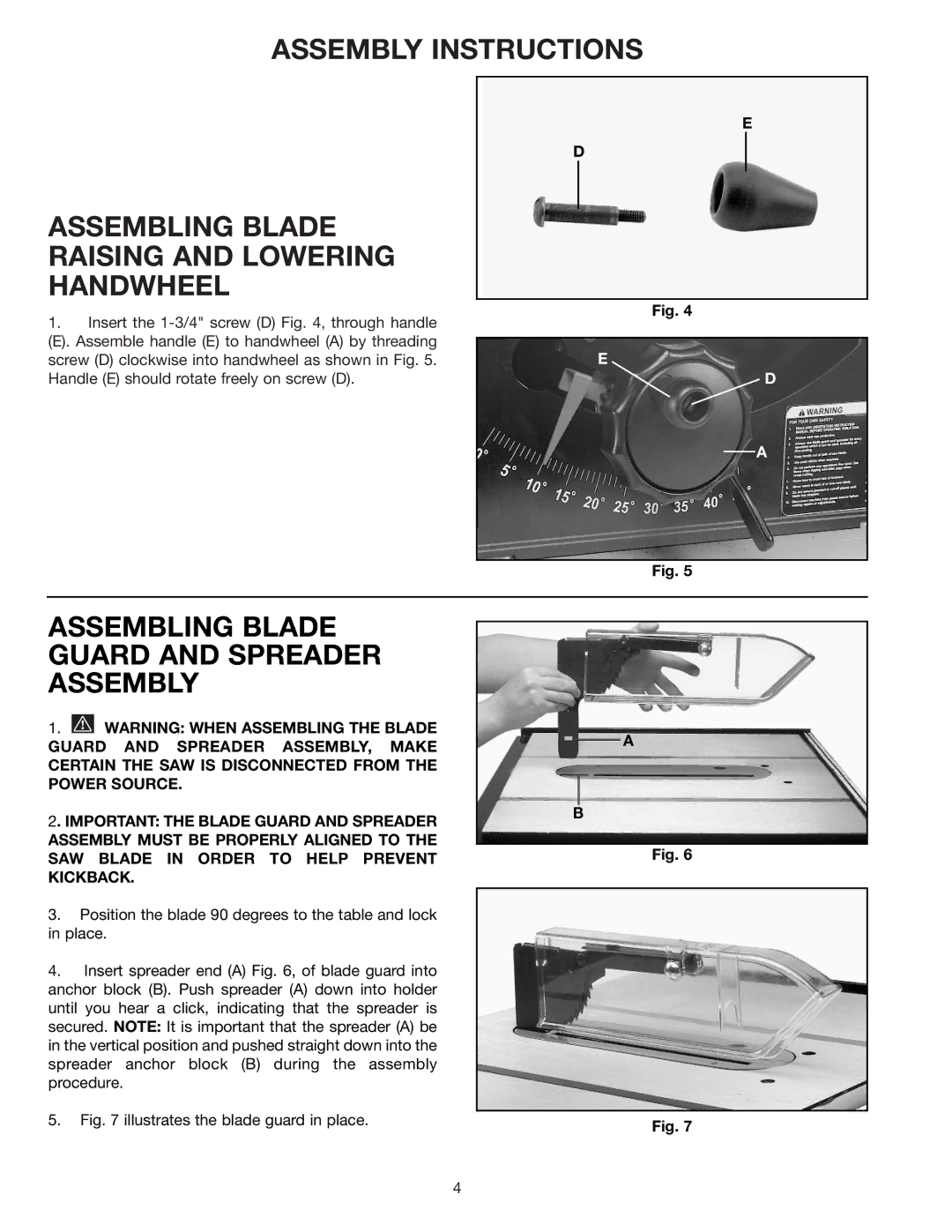 Porter-Cable 3812 instruction manual Assembling Blade Guard and Spreader Assembly, Illustrates the blade guard in place 